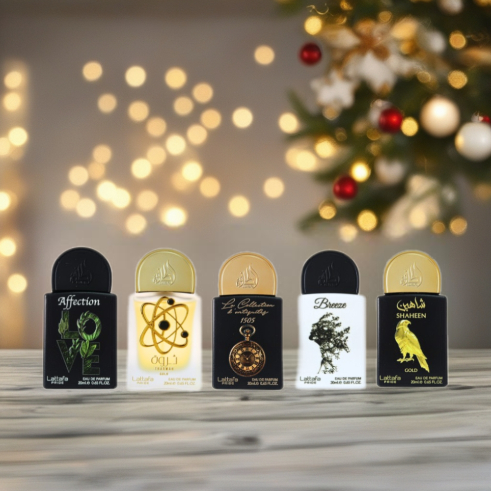 Lattafa 一號香氛收藏淡香精禮盒 (傾心+微風+財富之金+獵鷹之金+古董懷錶1505) 20ml X 5