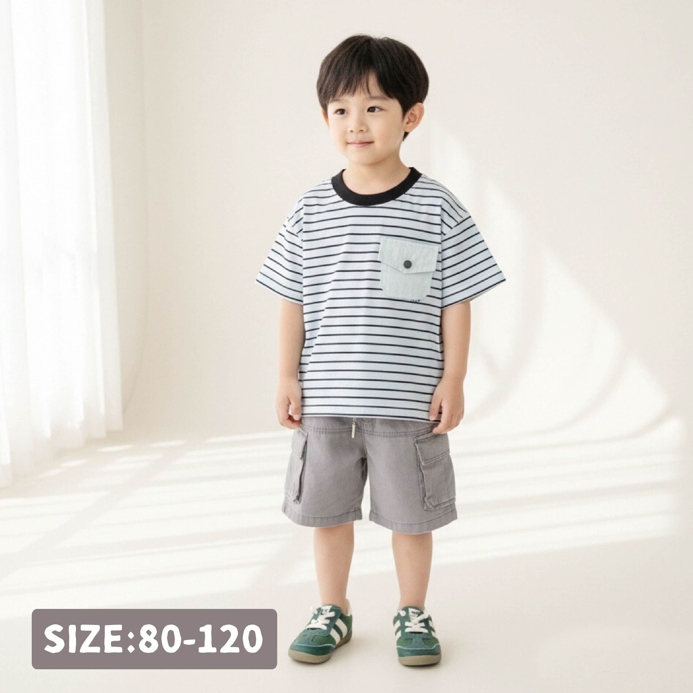 質感小口袋條紋上衣 (H60058)