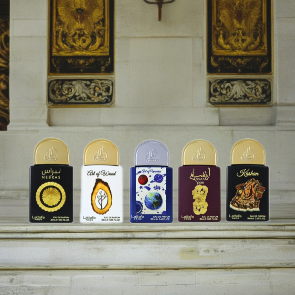 Lattafa 三號香氛收藏淡香精禮盒 (妮布拉斯+卡尚+木之藝術+宇宙之術+安薩姆金) 20ml X 5