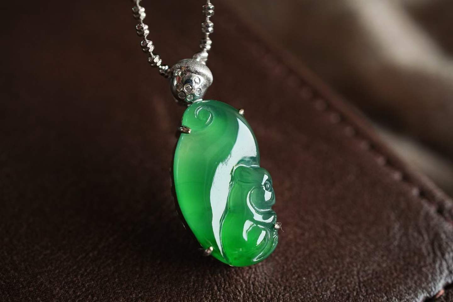 翡翠冰辣陽綠松鼠吊墜,天然翡翠A玉, 緬甸玉, Jade, Jadeite