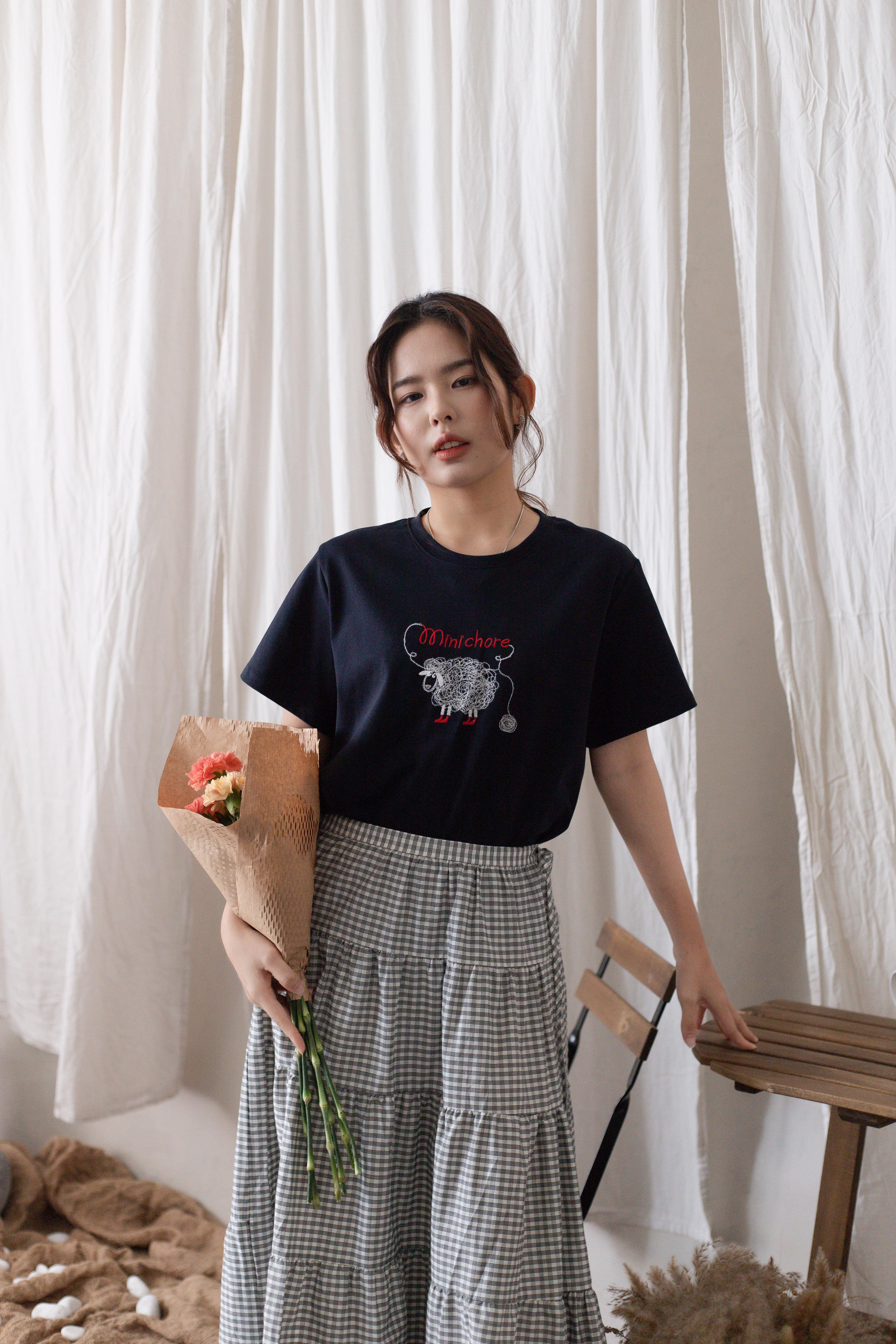 Minichore Embroidery Tee Navy-2719TSNAV
