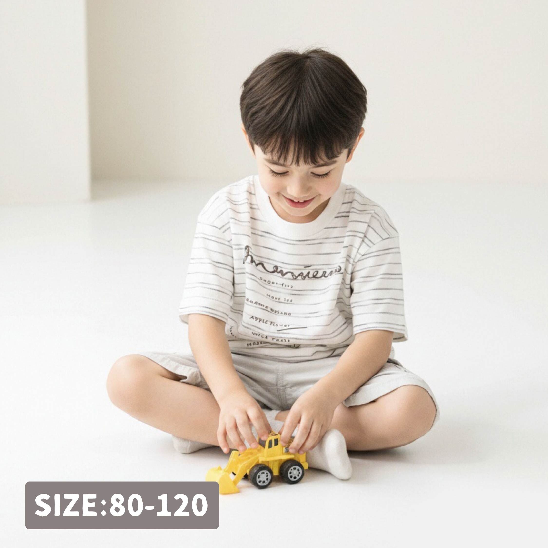 質感手寫英字條紋上衣 (H60056)