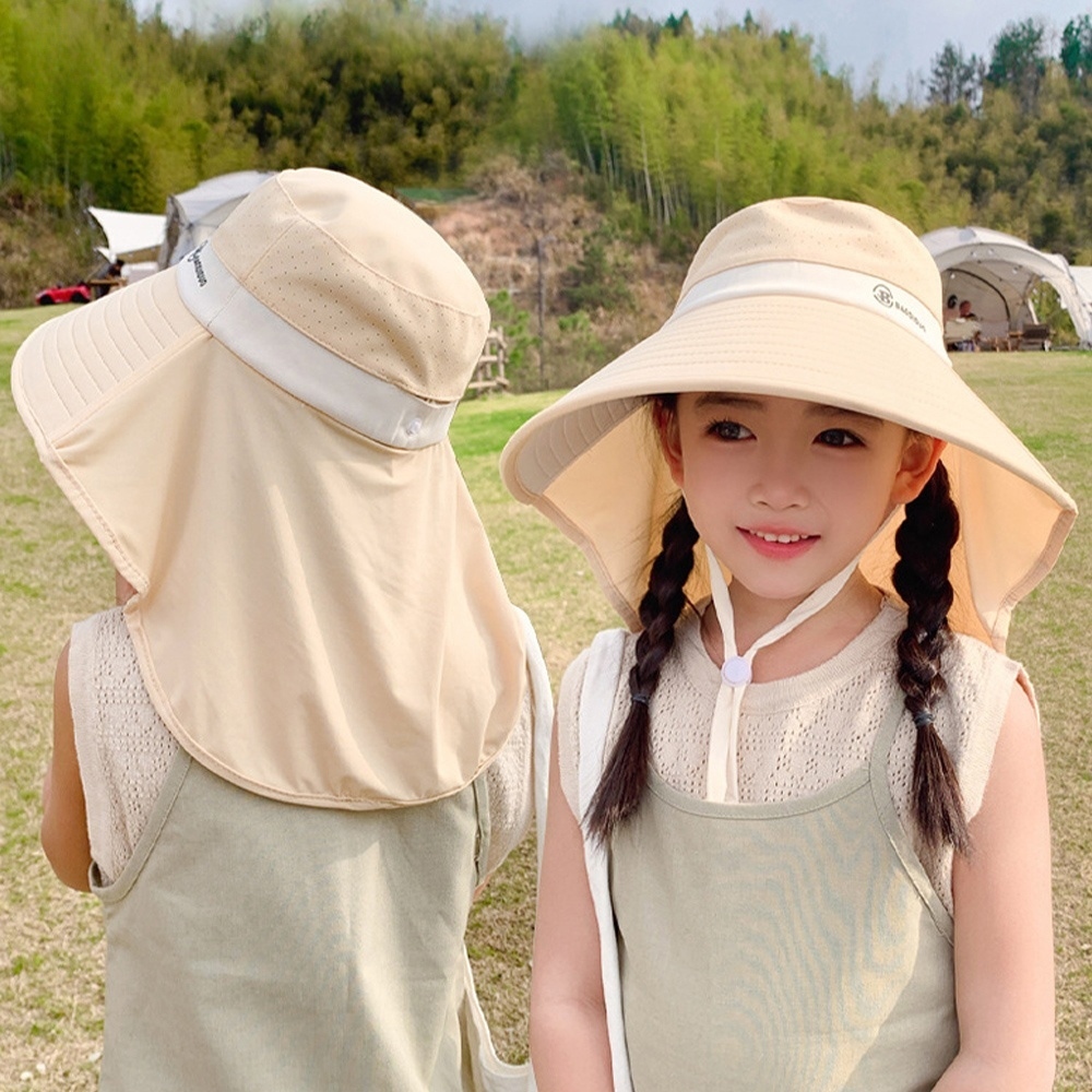 漁夫帽 兒童遮陽帽 冰絲漁夫帽 小孩帽子 夏天遮陽帽 大檐防曬帽 披肩遮陽帽 女生漁夫帽 男生遮陽帽 戶外防曬帽 134