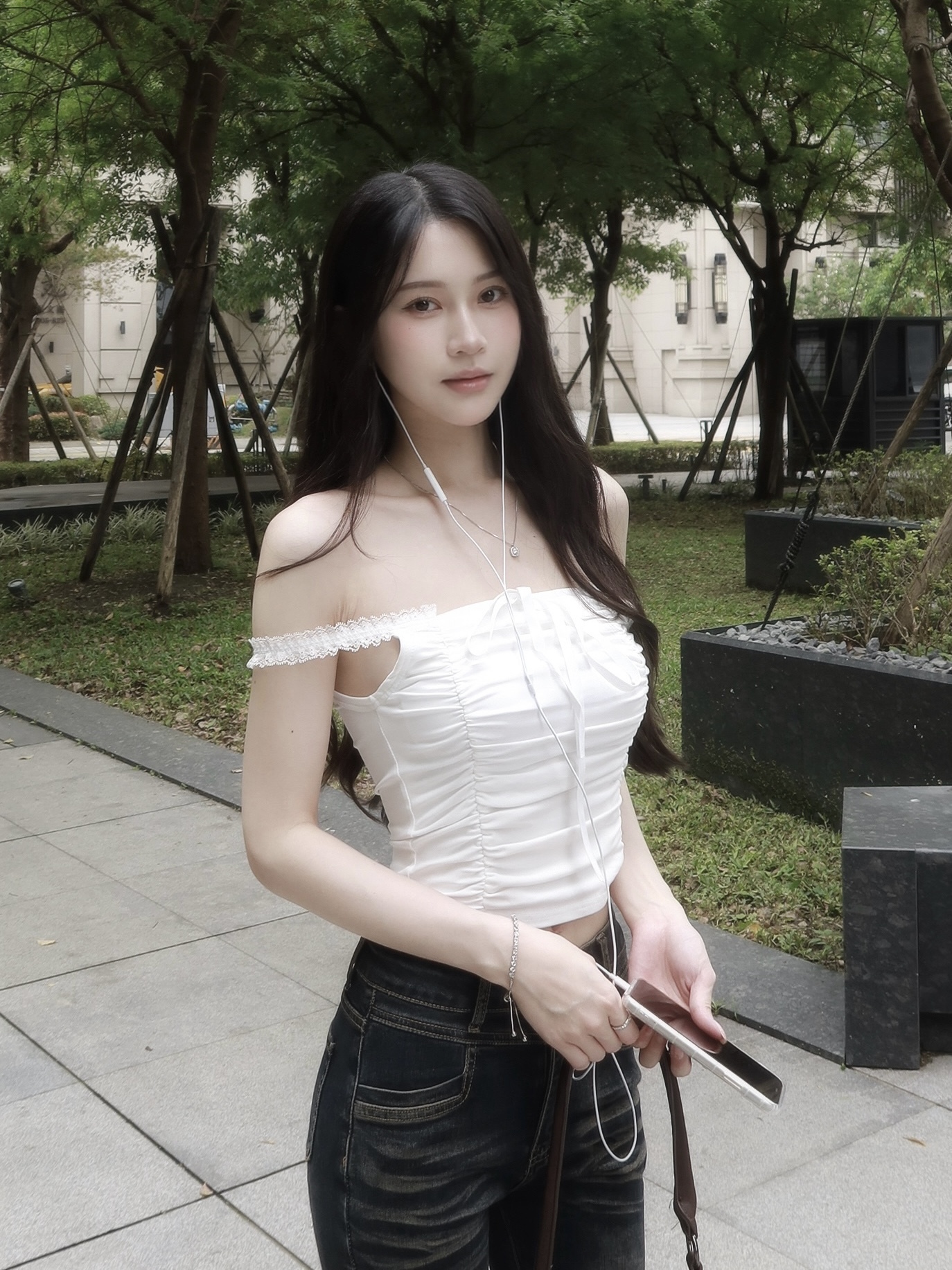 甜美抓皺蕾絲Bra top