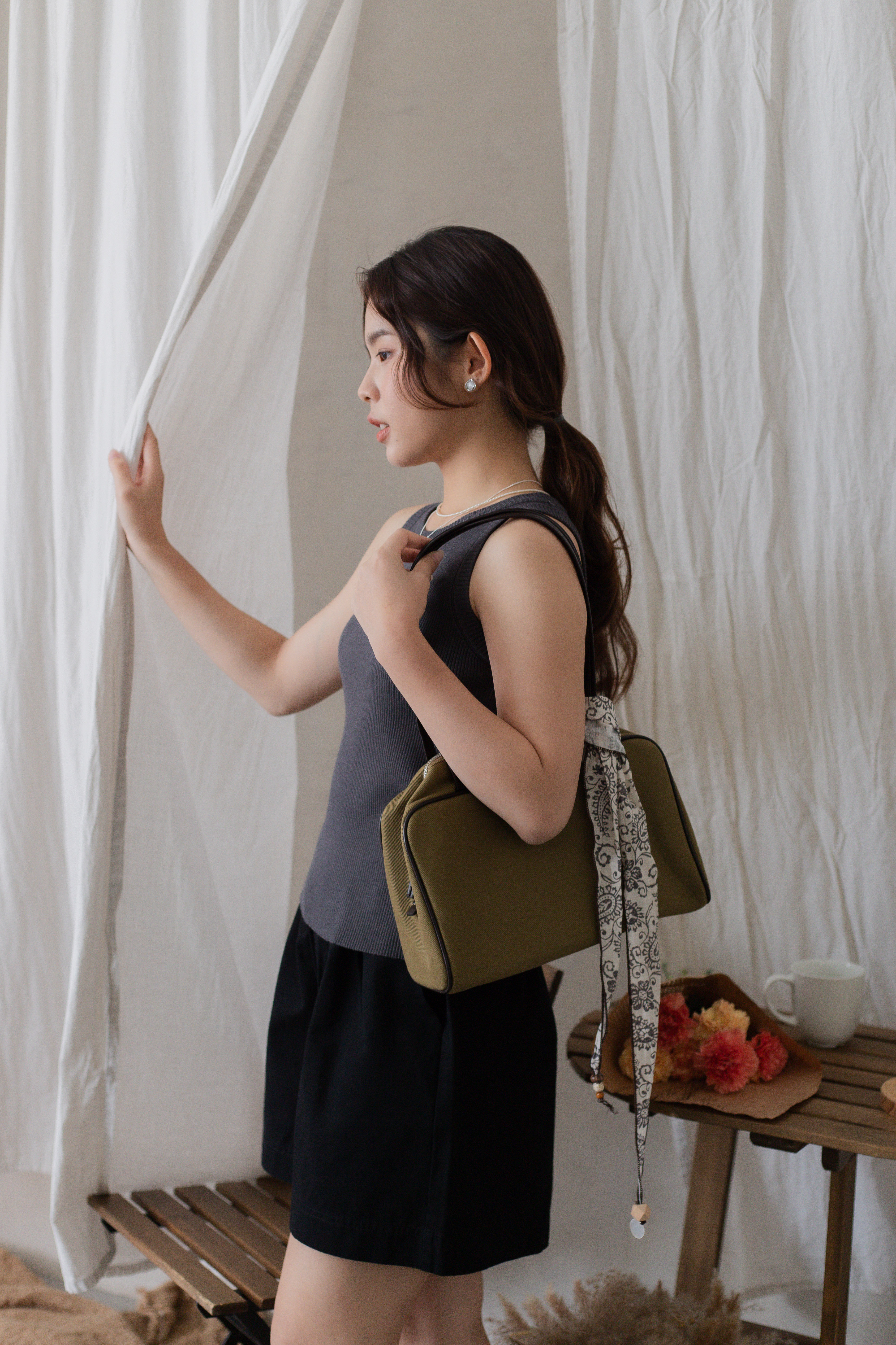 Kumi Racer Tank Top Dark Grey -2711BVDGY