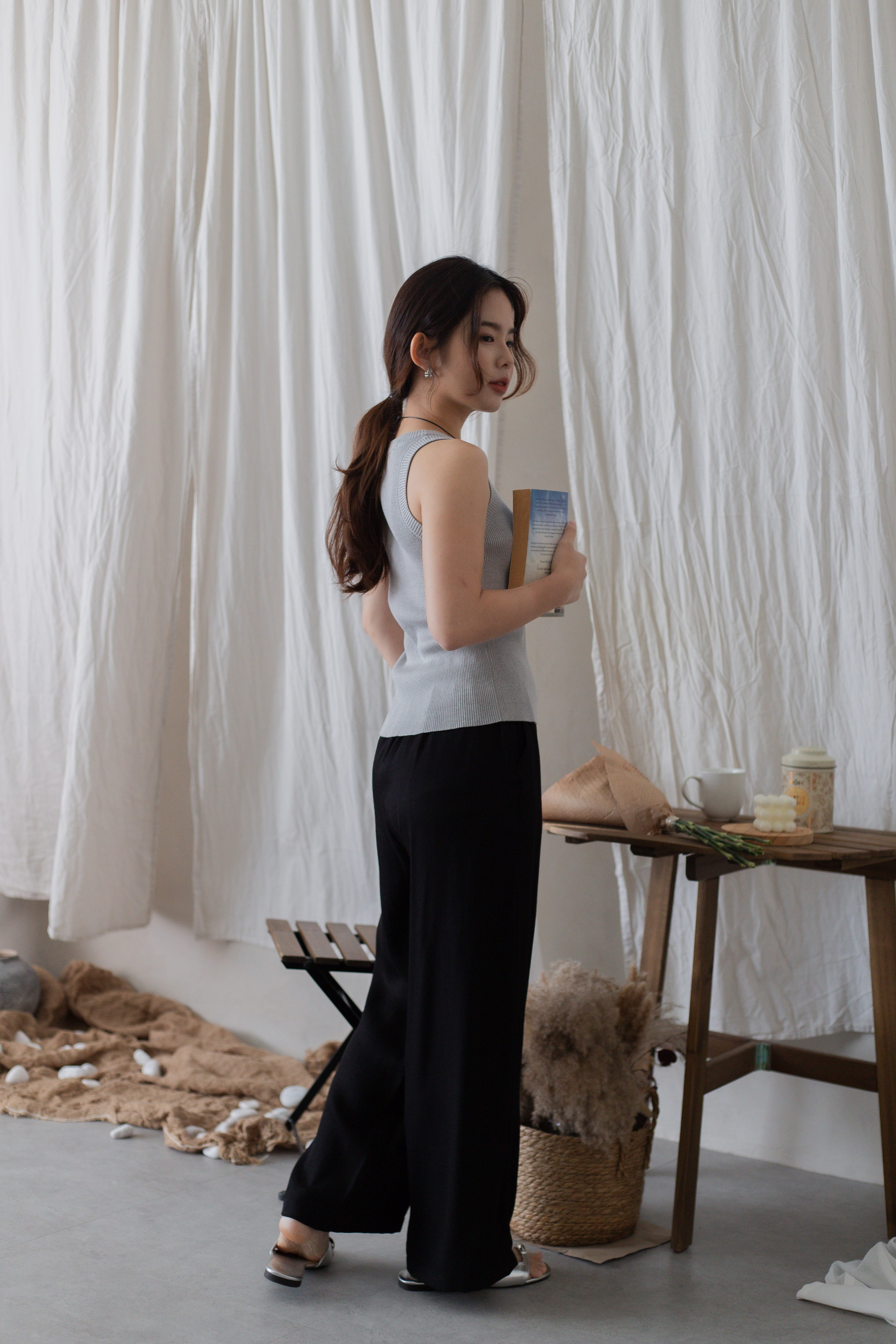 Kumi Racer Tank Top Light Grey -2711BVLGY