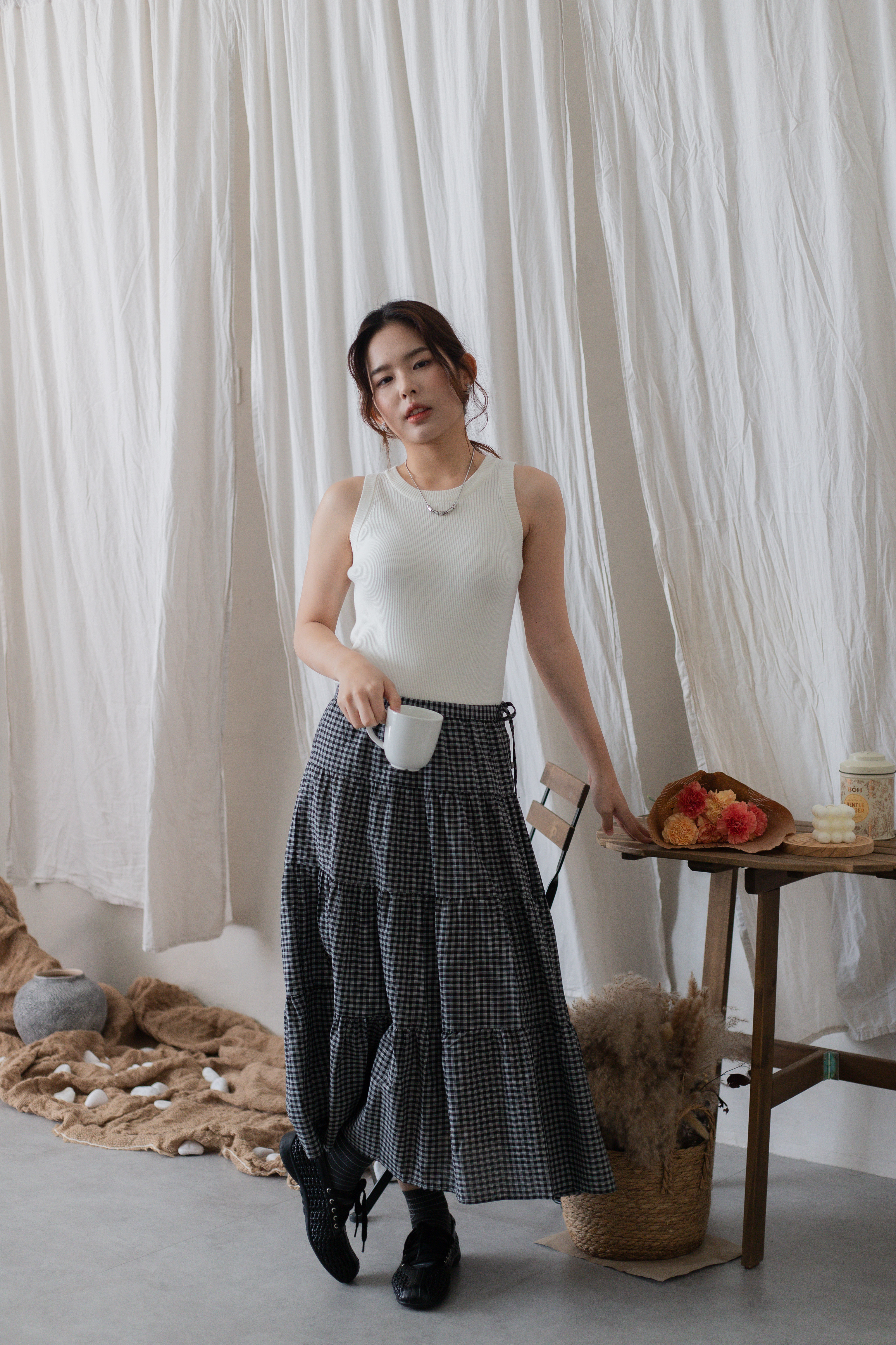 Kumi Racer Tank Top White -2711BVWHI