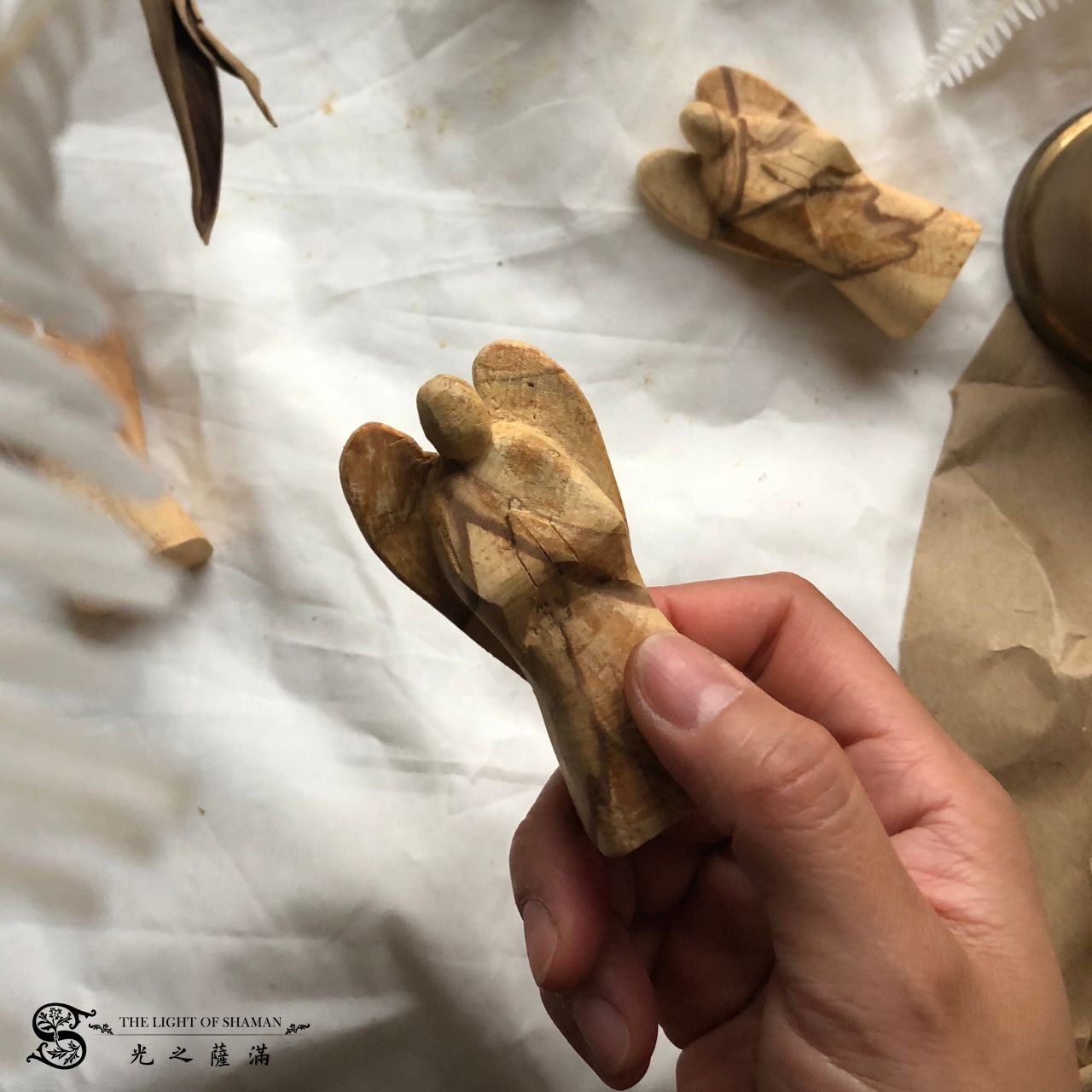 印加聖木天使 秘魯聖木 手工雕刻 palo santo angle-光之薩滿