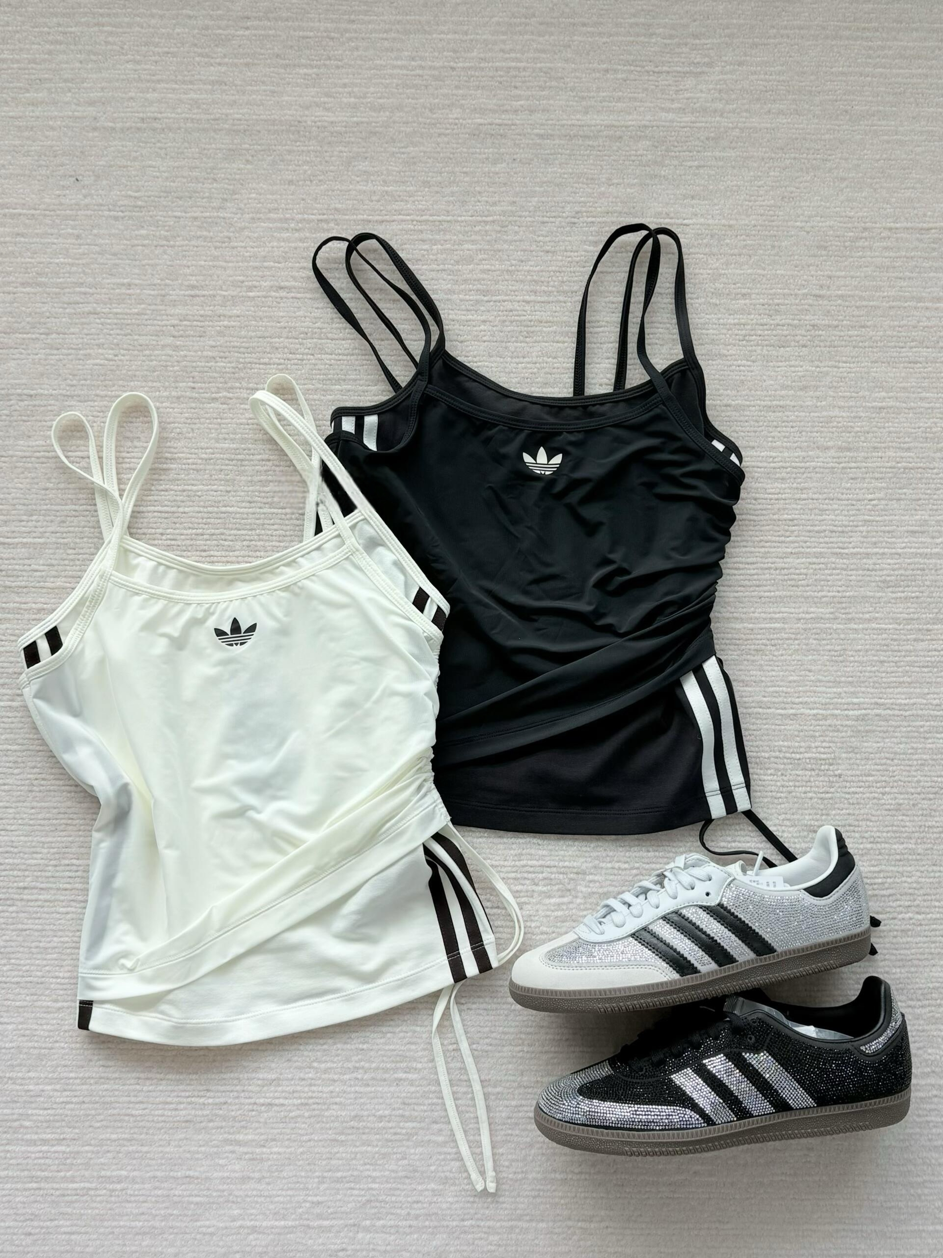 Adidas Originals 雙層抽繩背心 細肩帶 修身 假兩件 黑色 白色 KW4524 KW4525 /預購