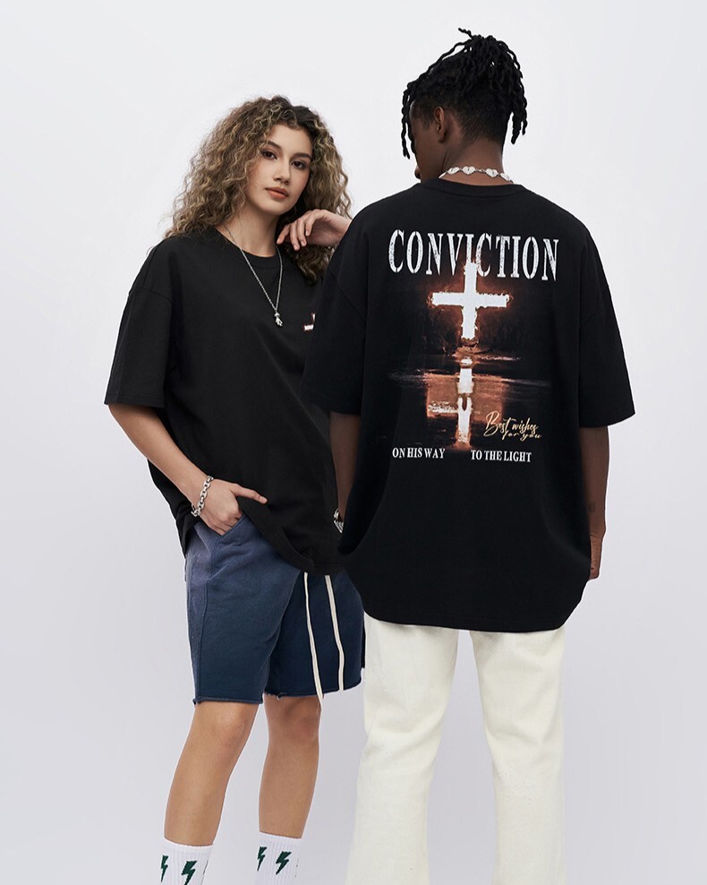 R.F.S.D 復古夕陽印花 重磅寬鬆短袖 SH-542