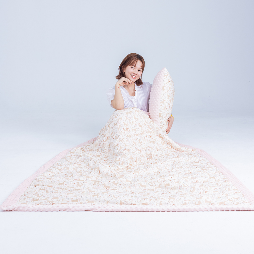 La Millou波蘭 暖膚豆豆毯雙人款(210x220cm)｜九天朵朵馬(粉底)｜柏林寶寶粉