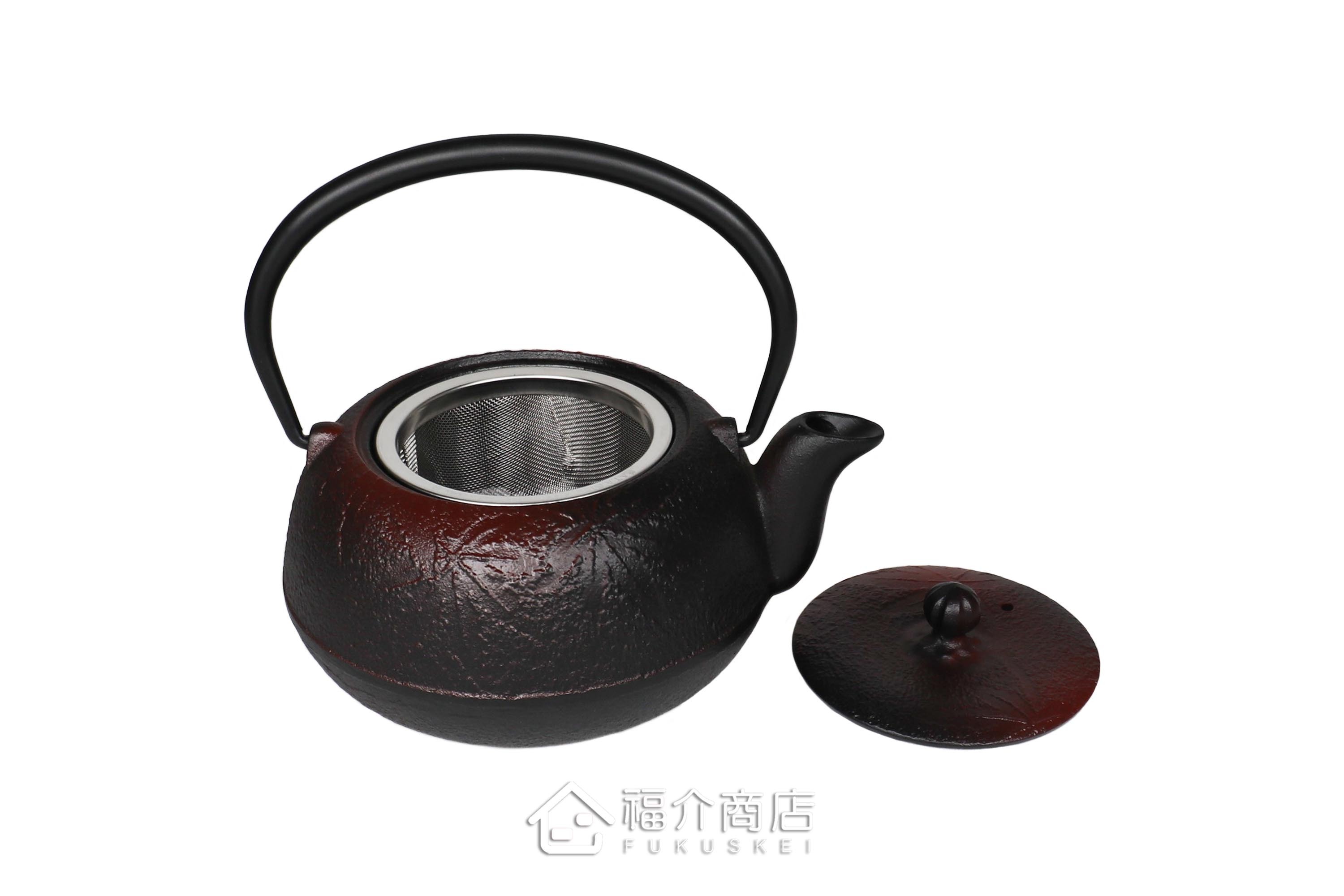 及甚鑄工所製作的日本泡茶壺,柚子楓葉造型壺身