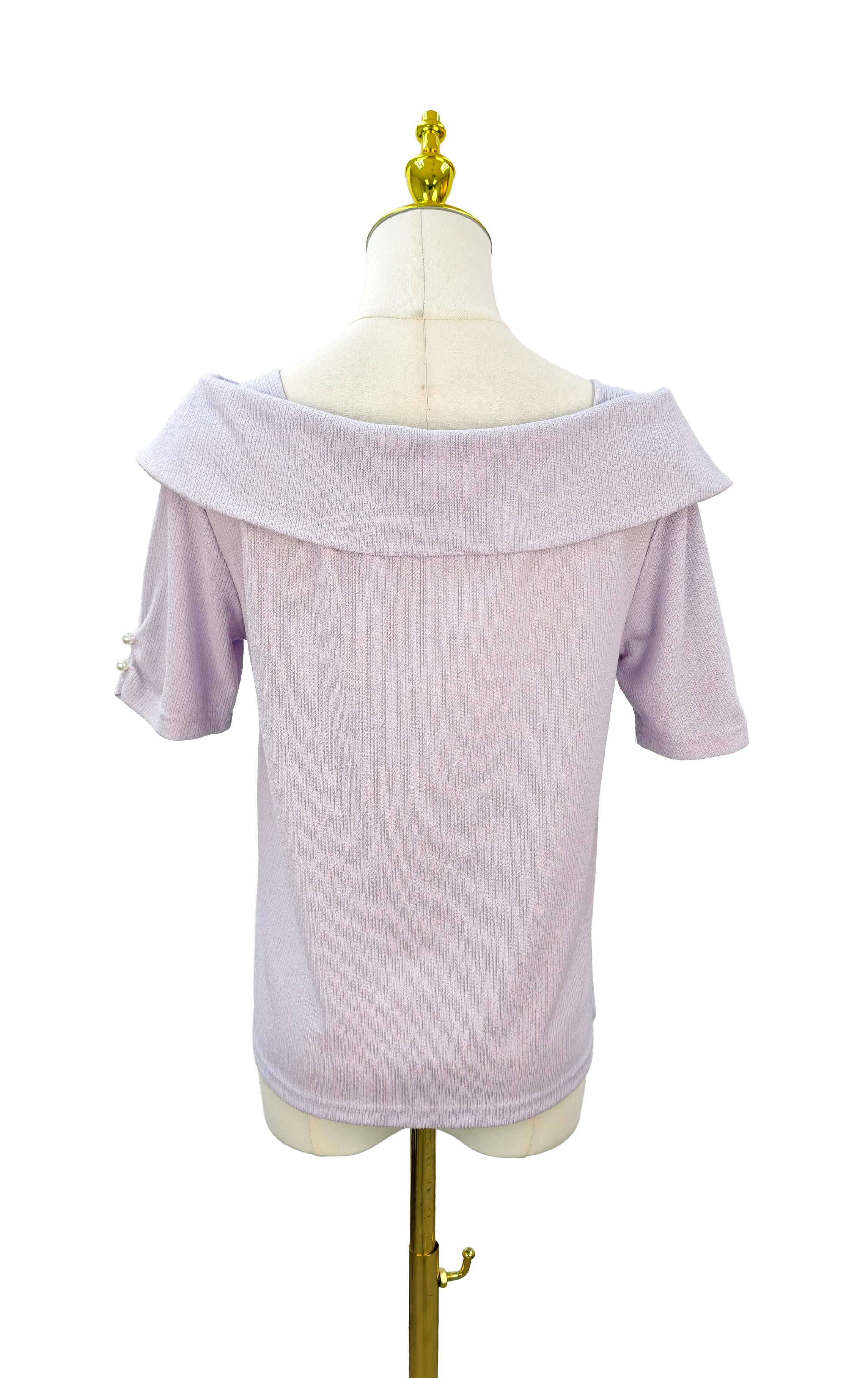 Fold-over Off-shoulder Bow Knit Top ST890A
