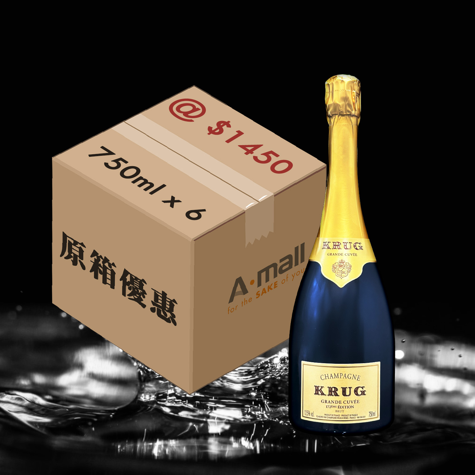 (原箱76折優惠) Krug Champagne Brut Grande Cuvee 172eme Edition NV (750ML X 6)