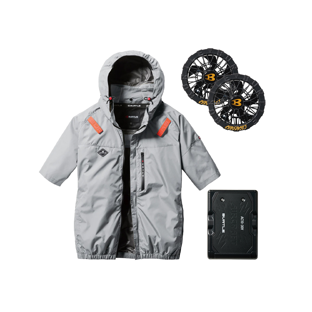 AC2066-60 含帽短袖衣服 空調風扇衣 白色 30V組合