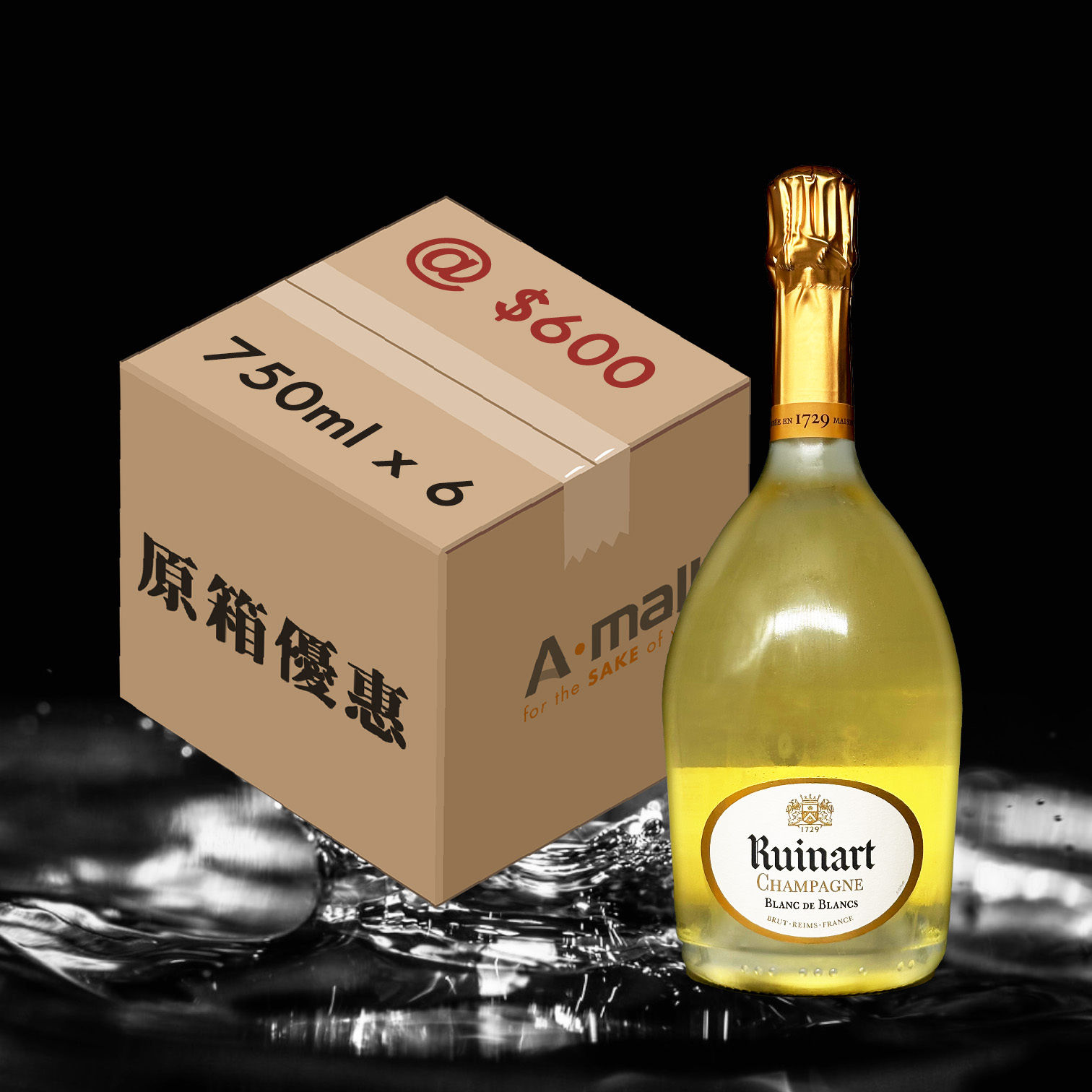 (原箱83折優惠) Ruinart Blanc de Blancs (without box) (750ML X 6)