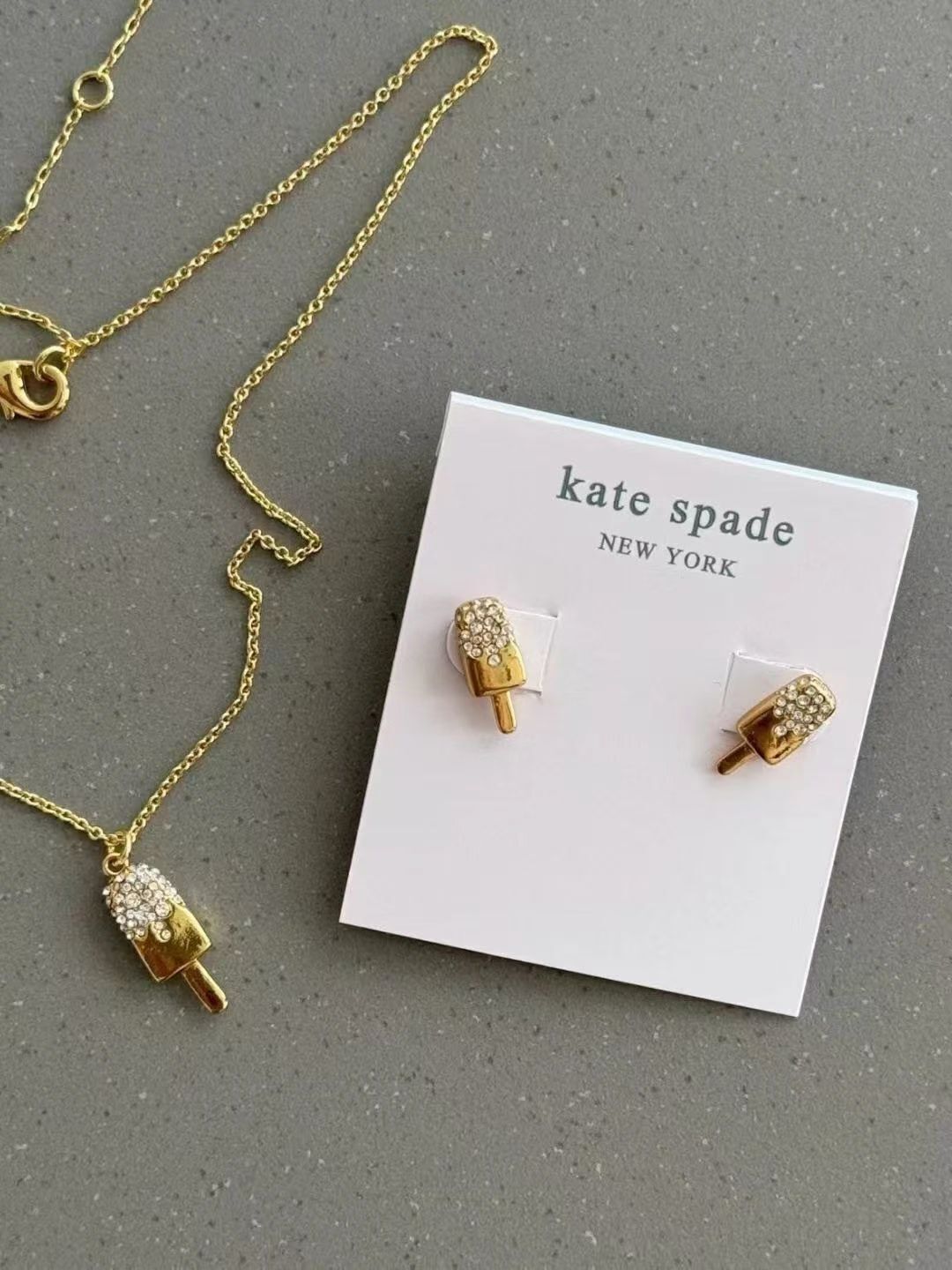 Kate Spade 女款 雪糕仿石圖案 頸鏈/耳環