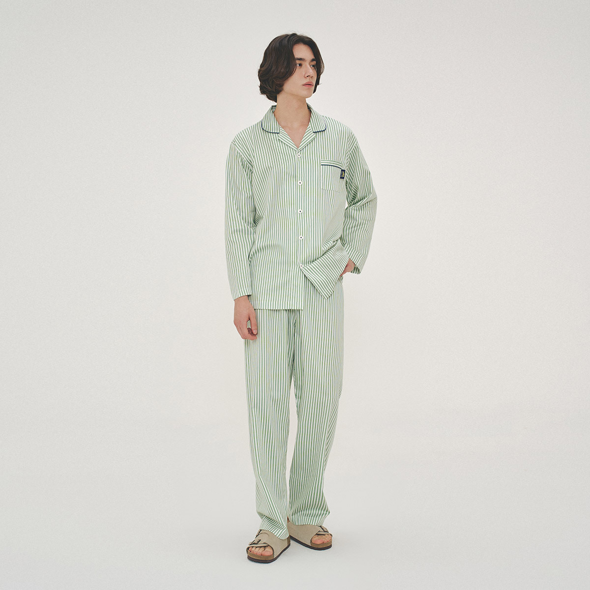 YR013 ORCITE D802 綠白直紋睡衣組