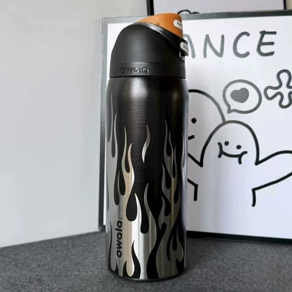 （預購）Owala FreeSip Sway 黑銀色 火焰 32oz