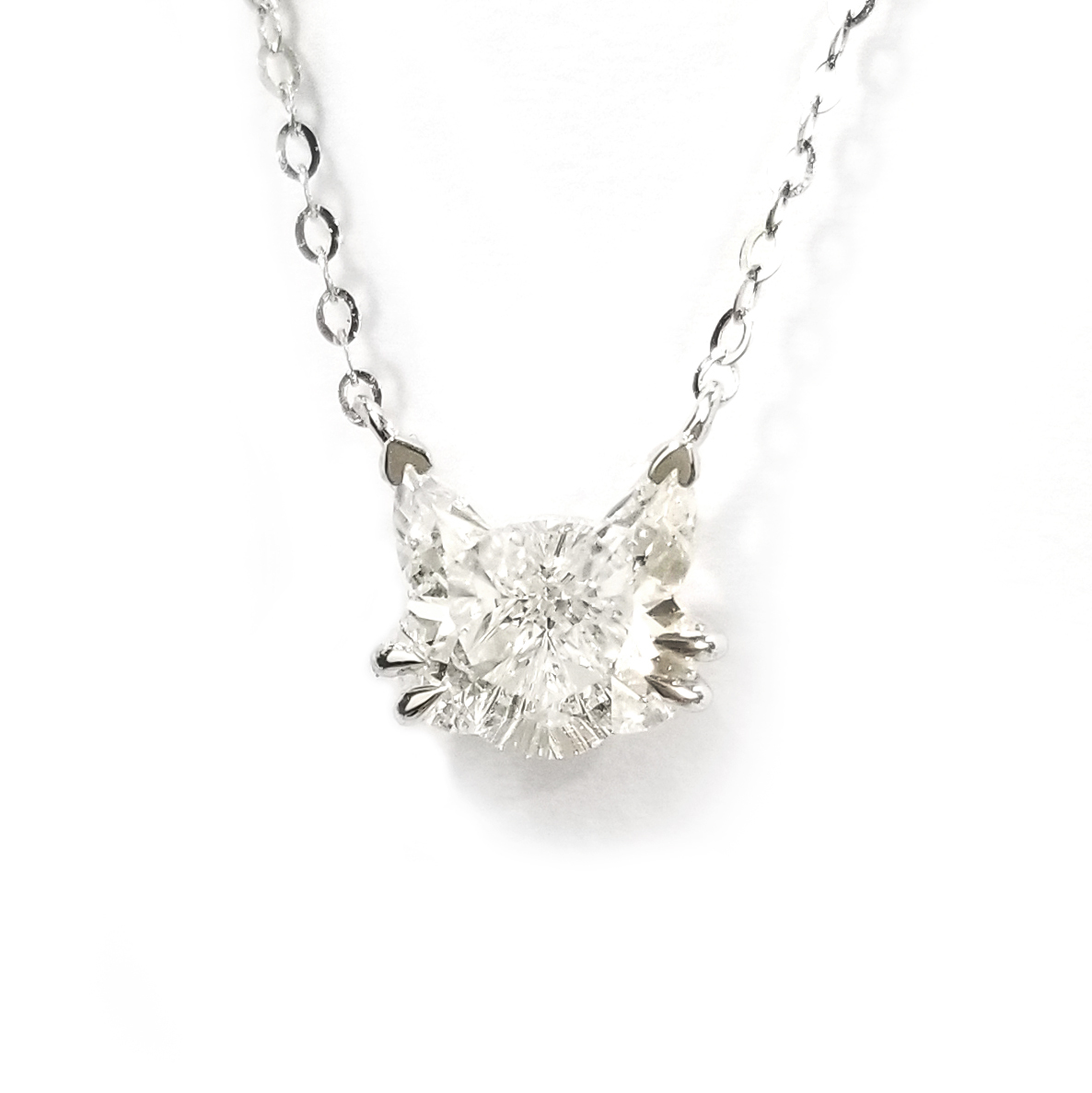 18K白金 實驗室培育鑽石貓貓頸鏈