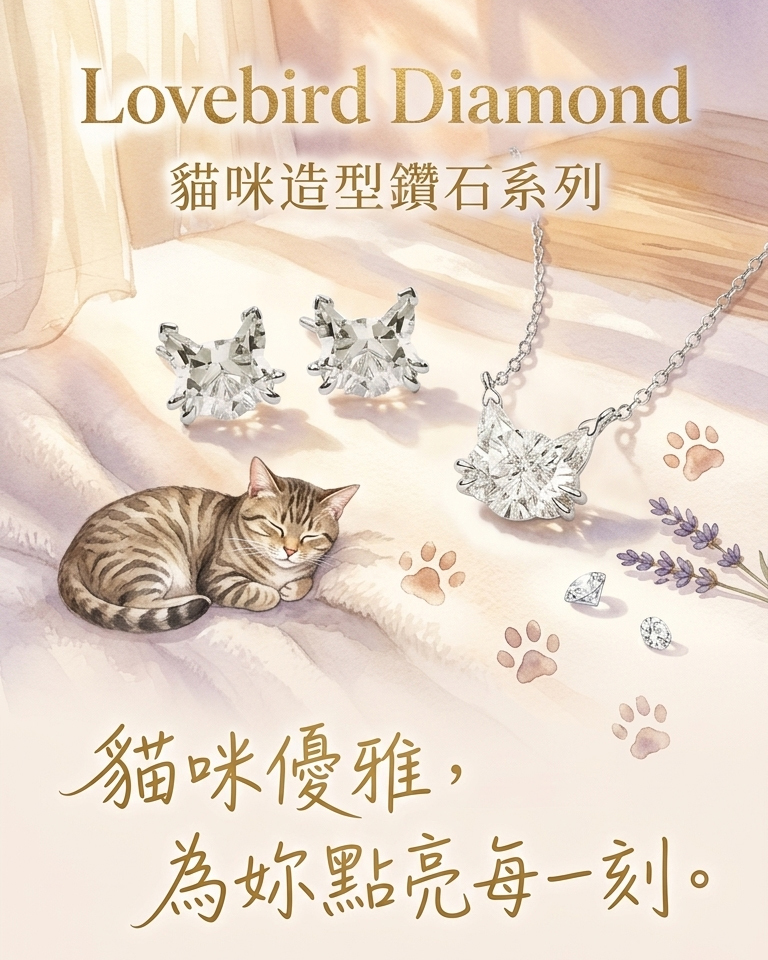 18K白金 實驗室培育鑽石貓貓頸鏈