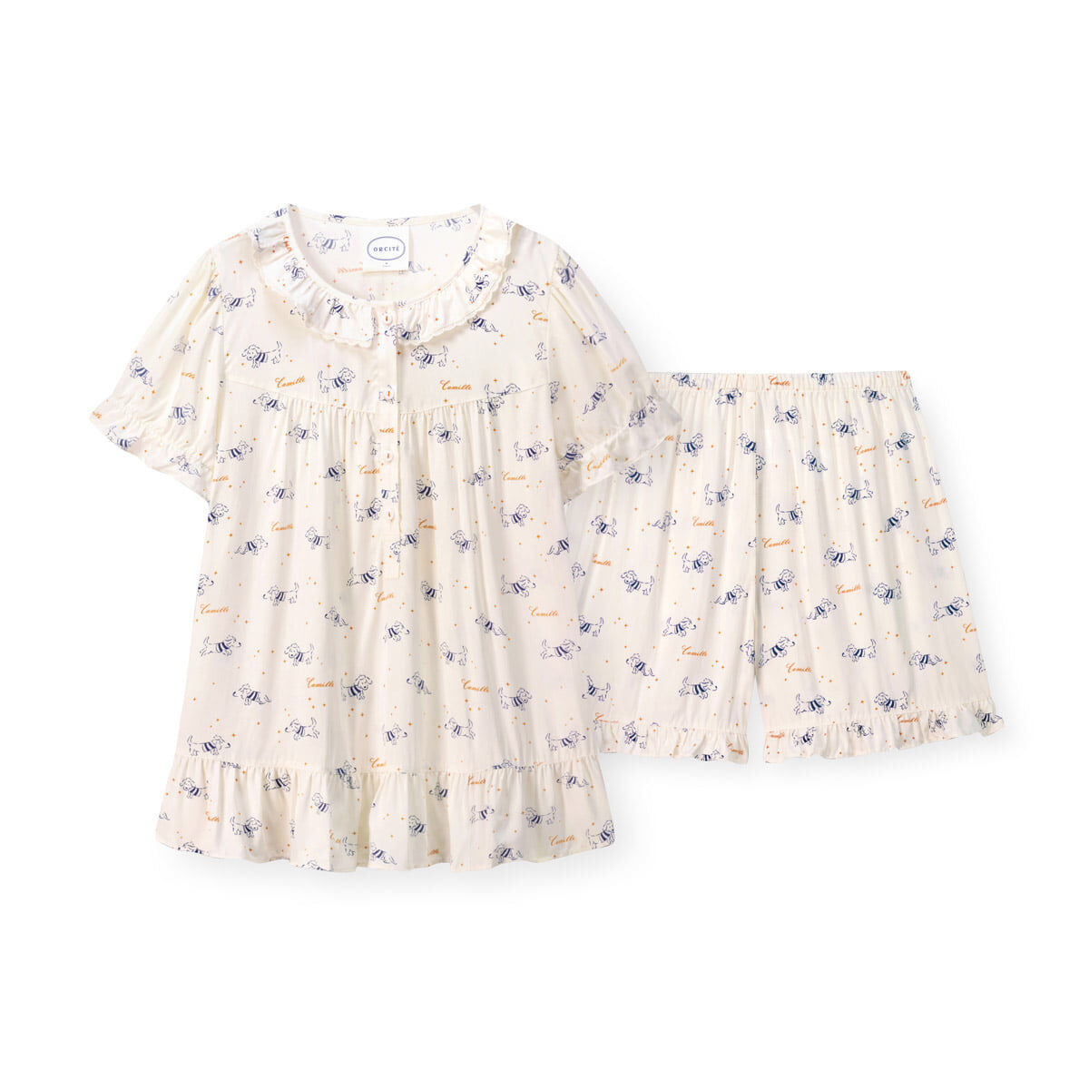 YR023 ORCITE F128 小畫家臘腸狗睡衣組