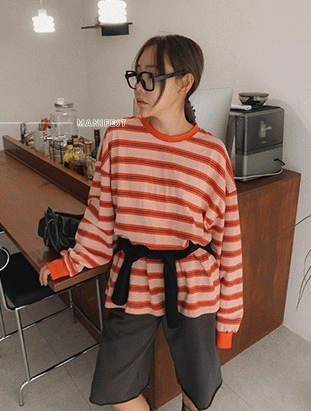 ᴴᴼᵀ ▸▸店長推薦◃◃ 春夏新款/條紋薄長棉質上衣 MANIFEST正韓🇰🇷
