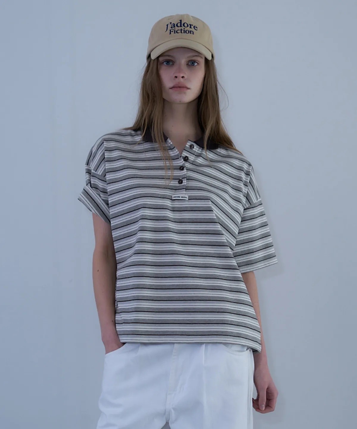 LARTIGENT  L23 條紋領T恤