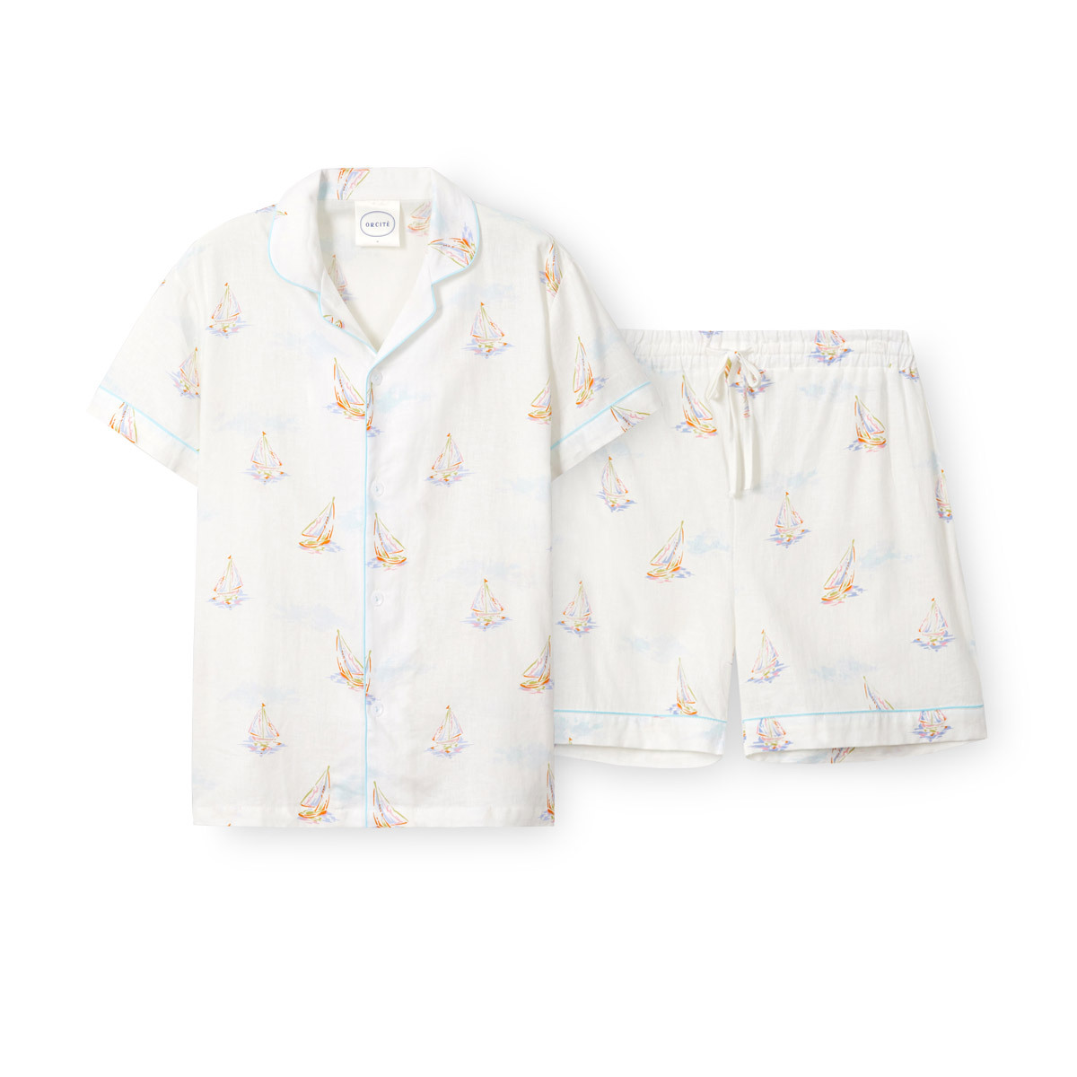 YR030 ORCITE F075 亞麻混紡 透氣小帆船睡衣組 (男女同款)