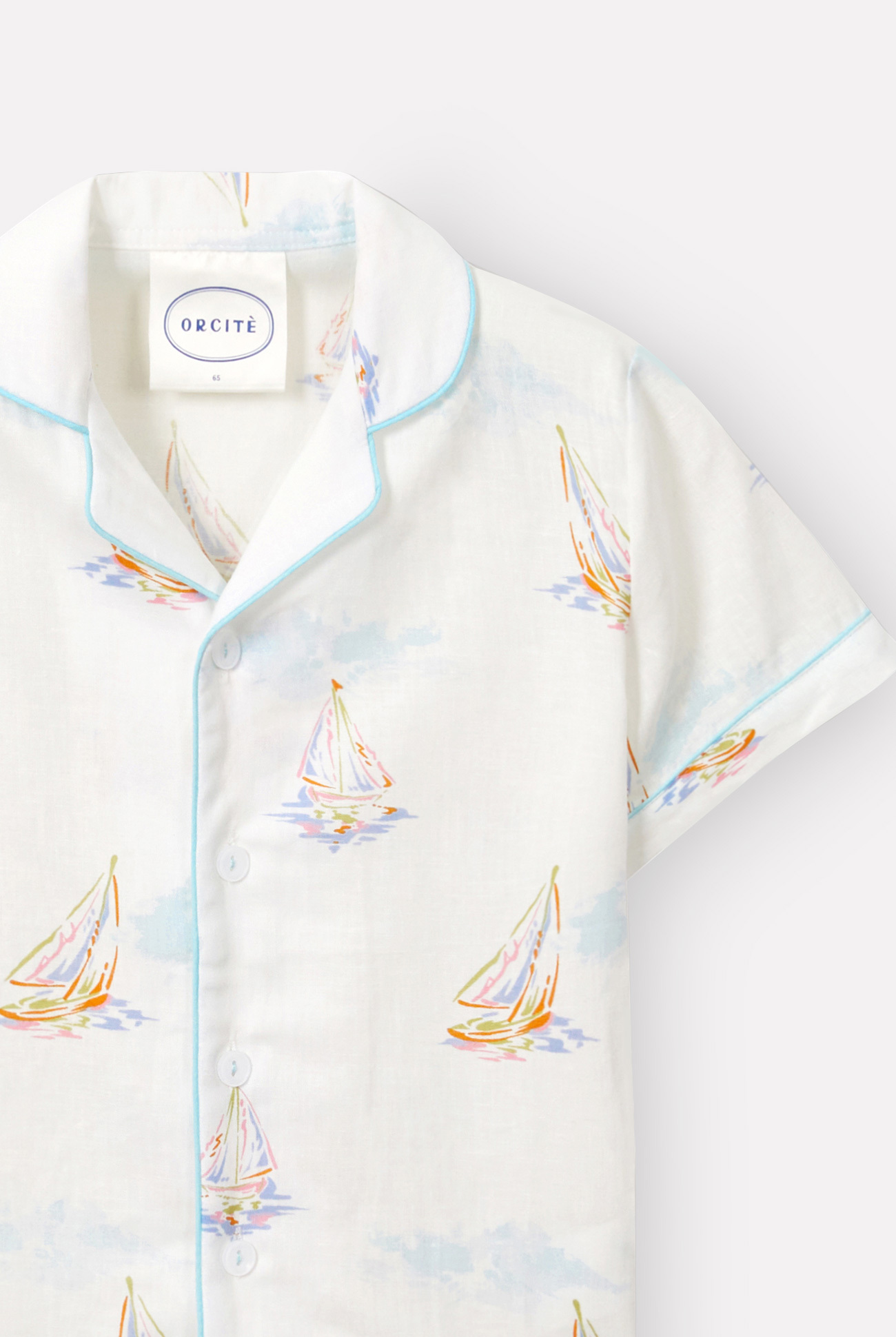 YR030 ORCITE F075 亞麻混紡 透氣小帆船睡衣組 (男女同款)