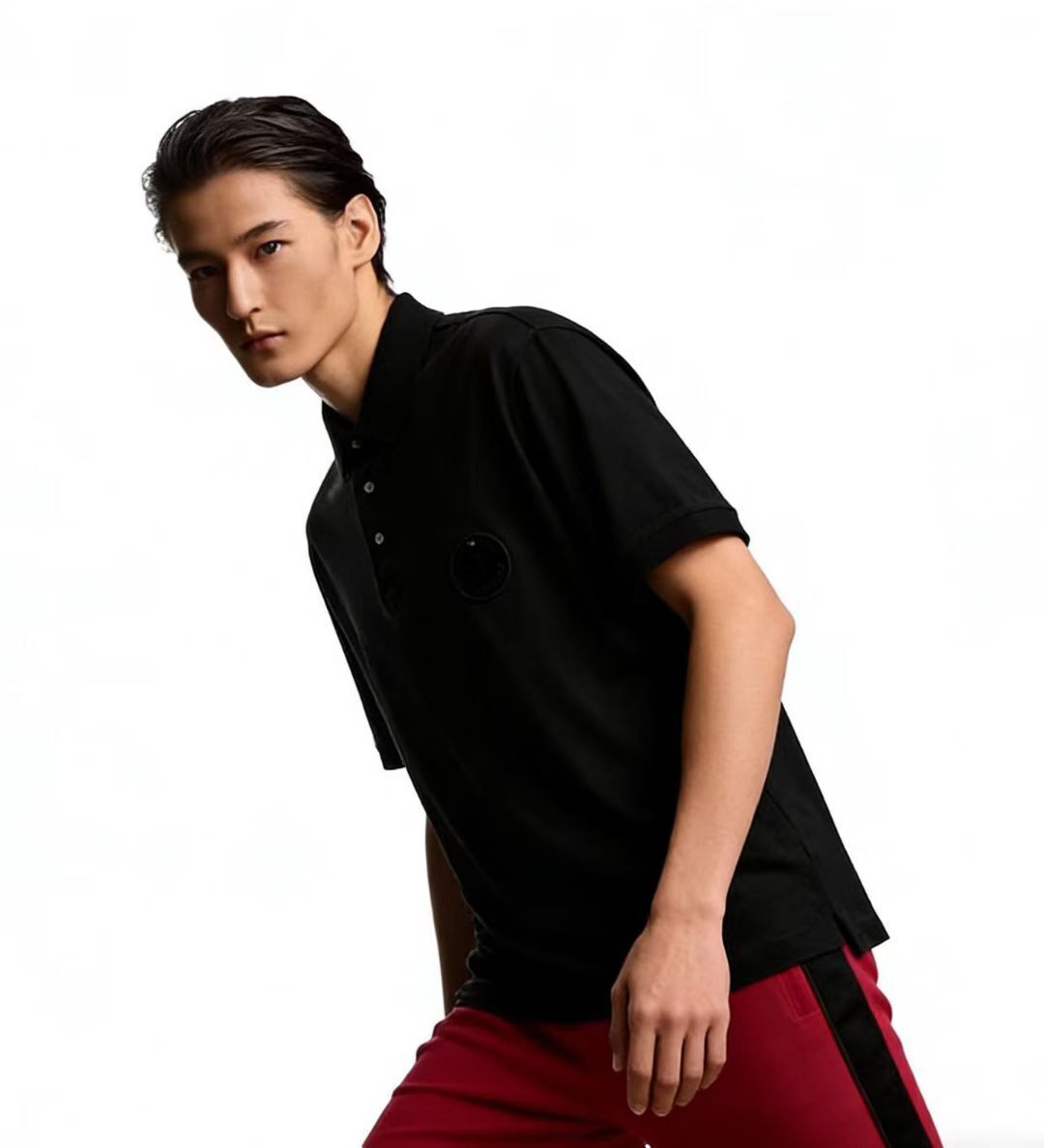 Armani 黑色併黑色Logo 短袖polo