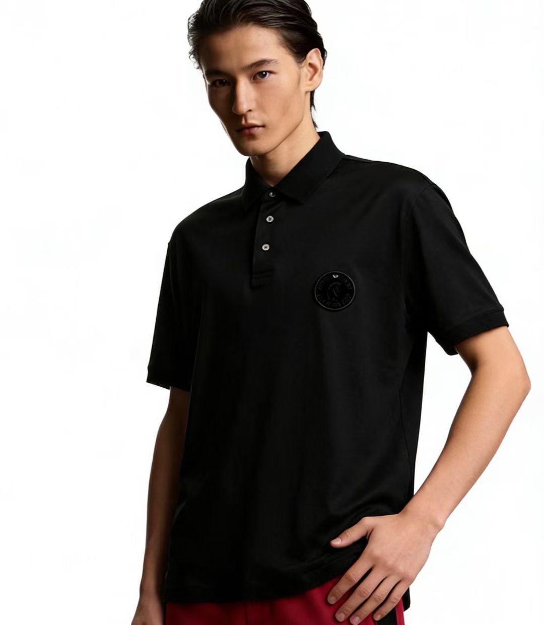 Armani 黑色併黑色Logo 短袖polo