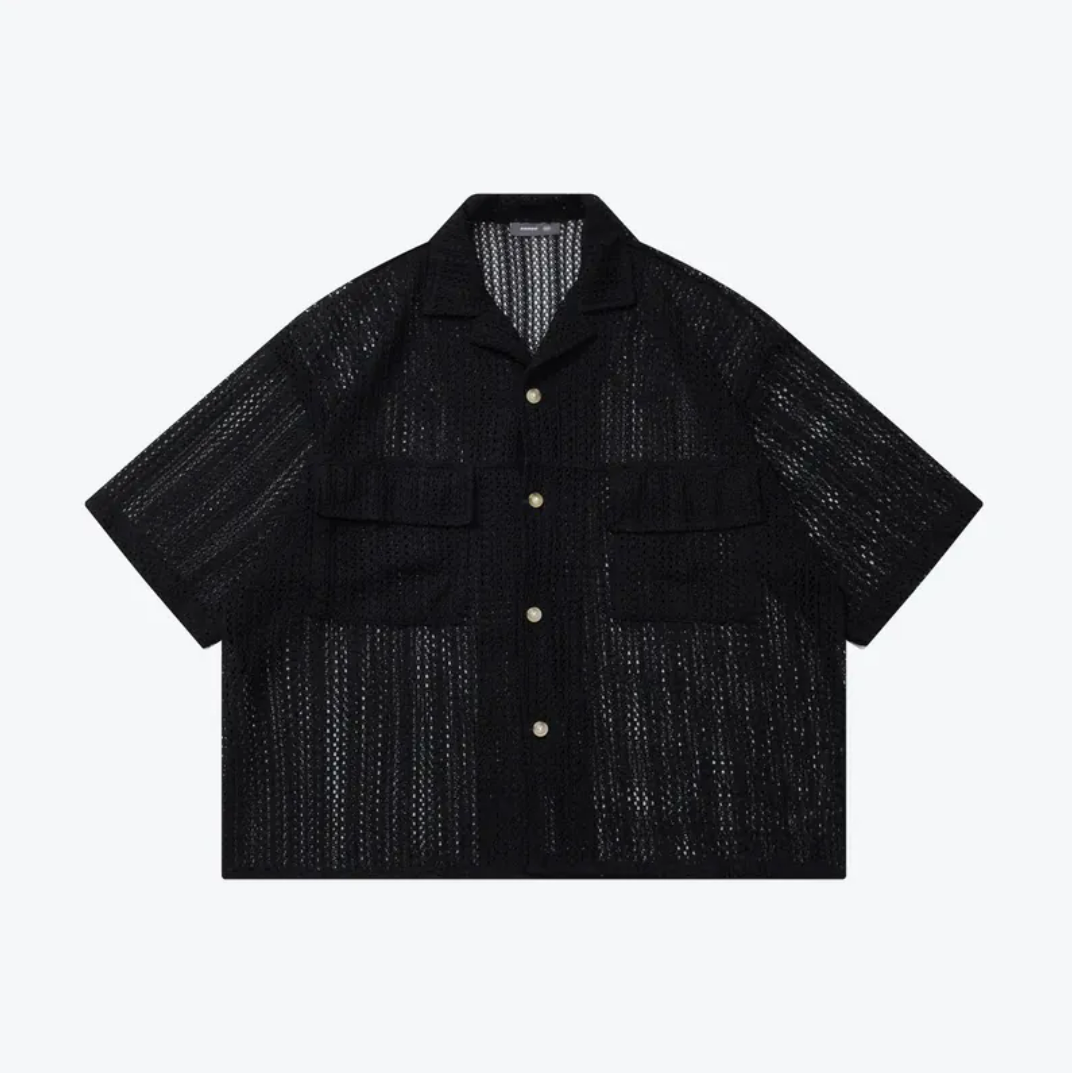 SENSE Open Knit Collar Shirt SIZE L