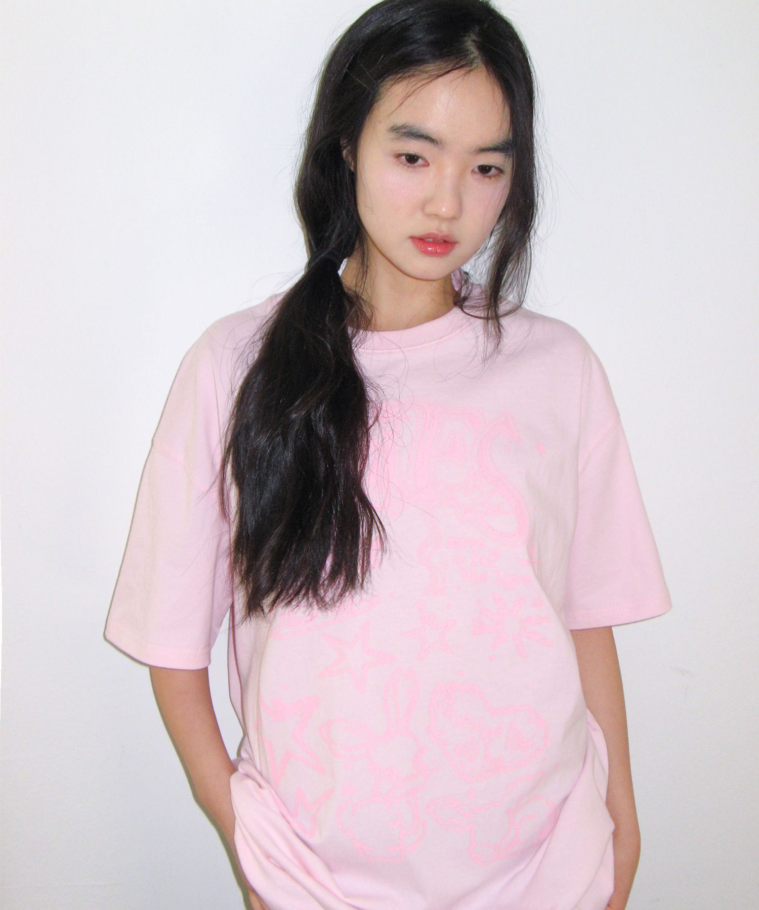 AMES-WORLDWIDE 兔子插畫印花T恤 粉紅 AM2GMUT505APK