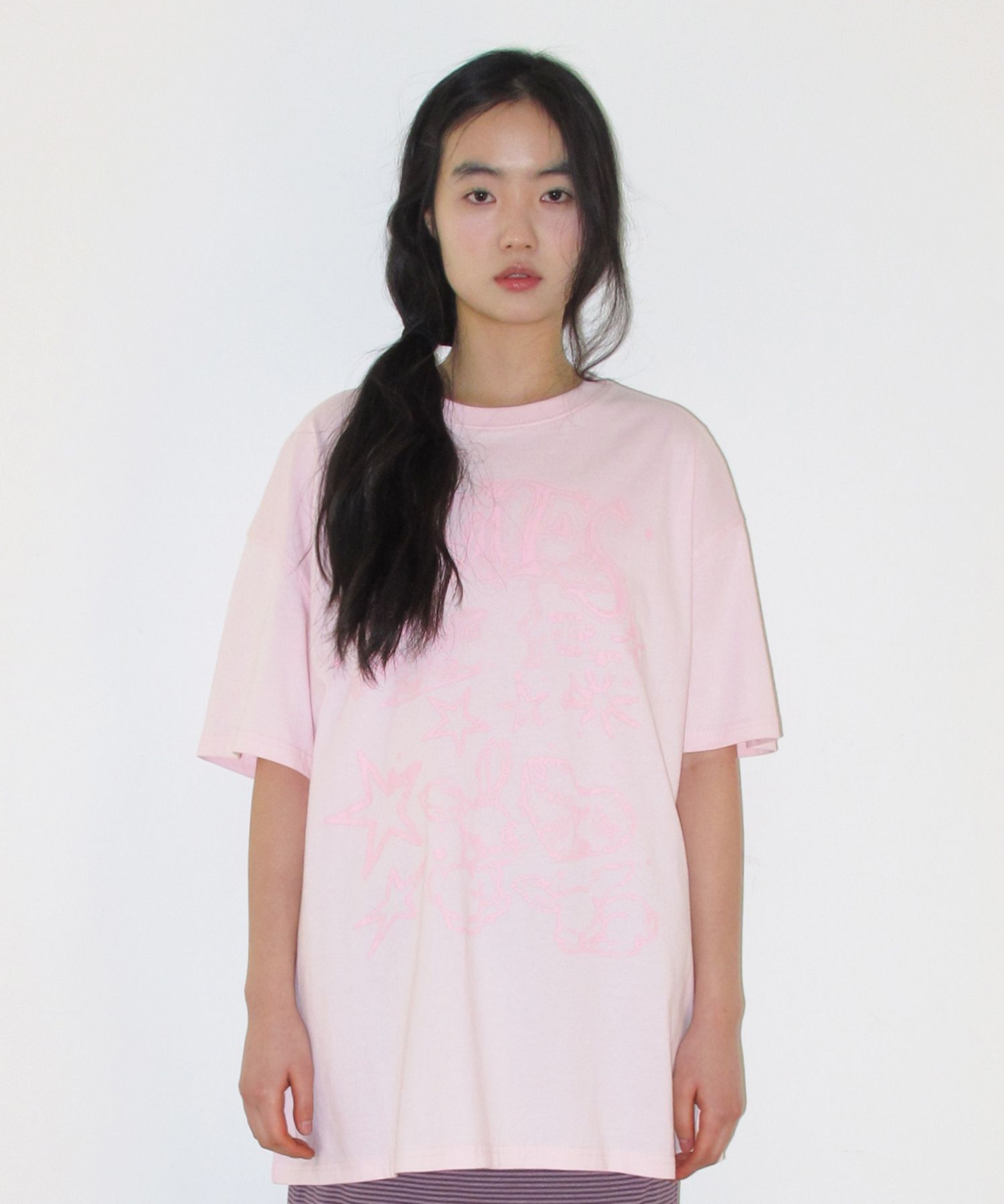 AMES-WORLDWIDE 兔子插畫印花T恤 粉紅 AM2GMUT505APK