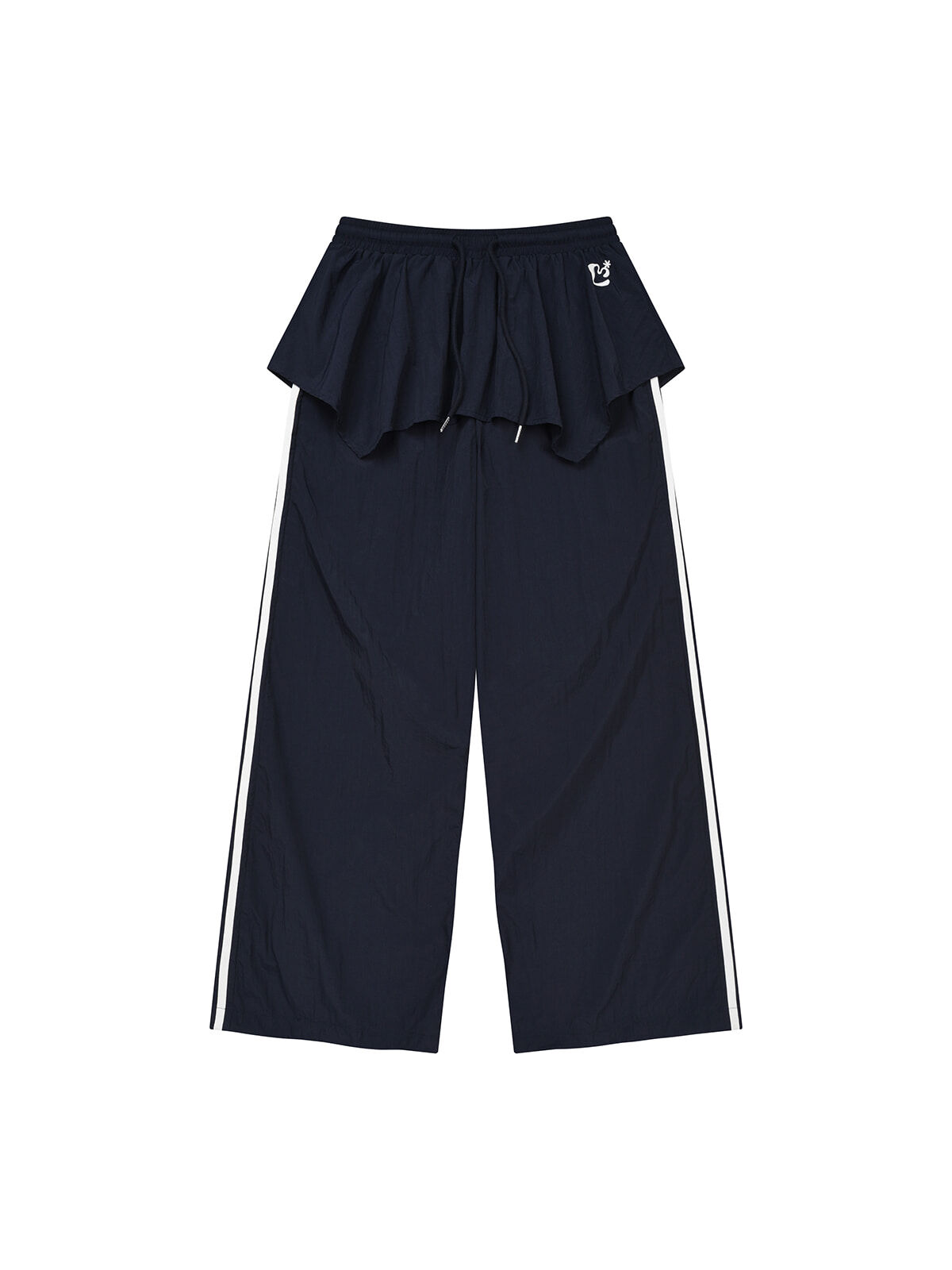 C45 LMR Layered Track Nylon Skirt Pants - NAVY