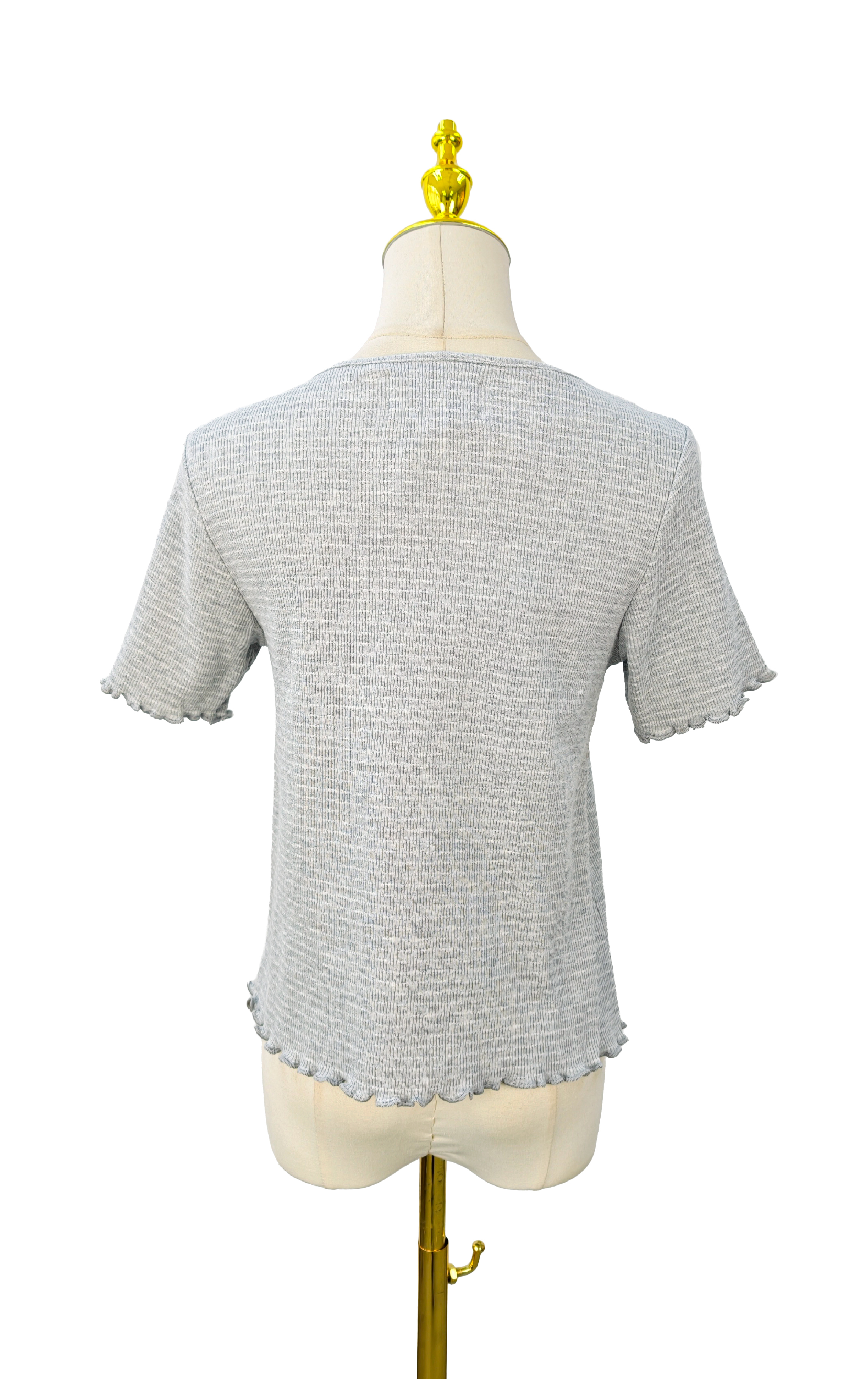 Asymmetric Ribbed Top with Trim ST0425