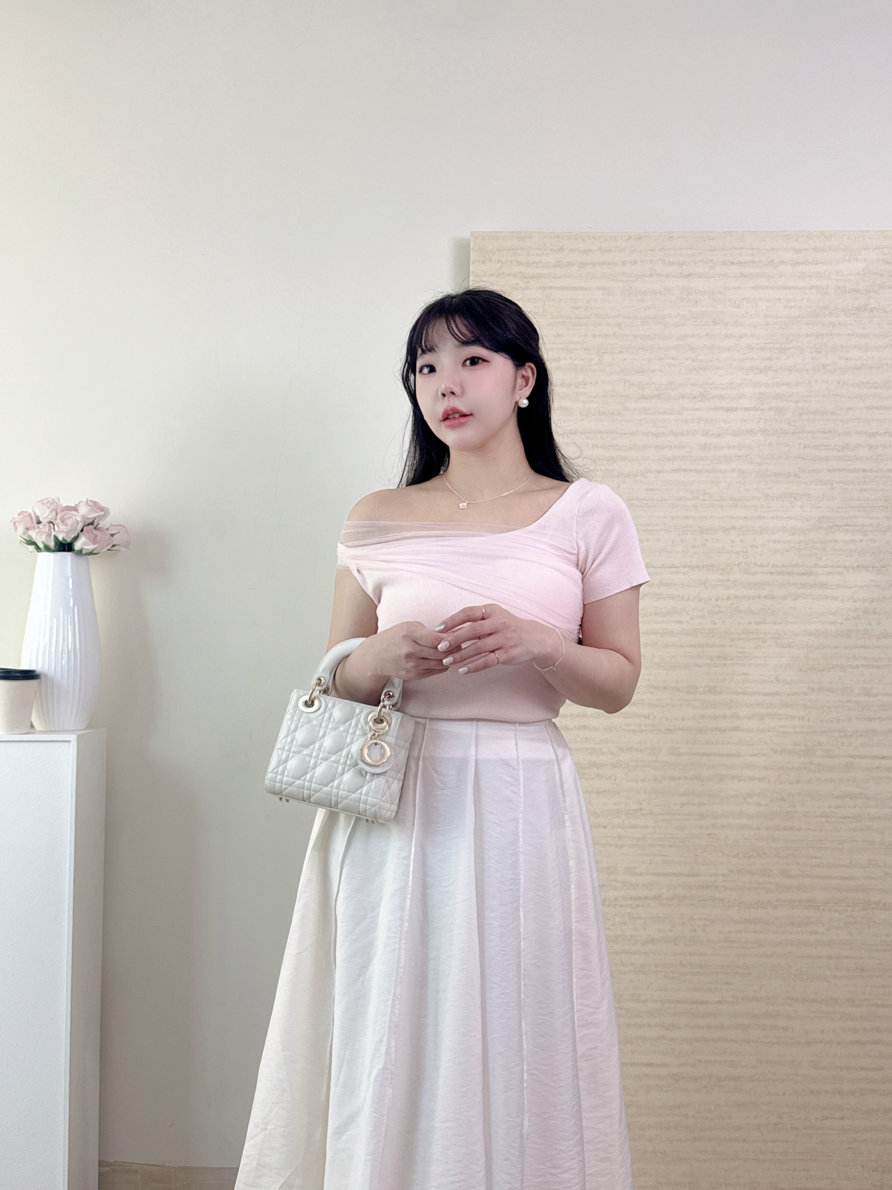 浪漫初戀系紡紗露肩短袖針織上衣 3色