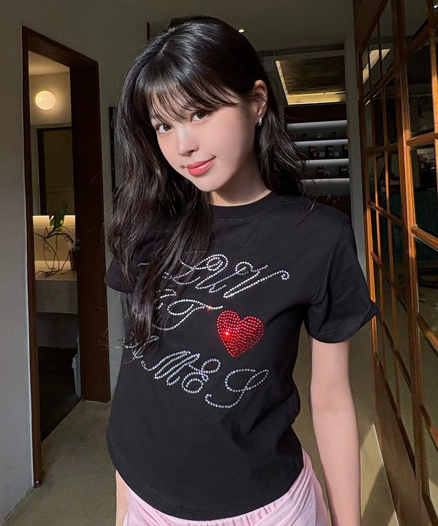 AMES-WORLDWIDE 燙鑽短版Tee AM2FMFT514ABK