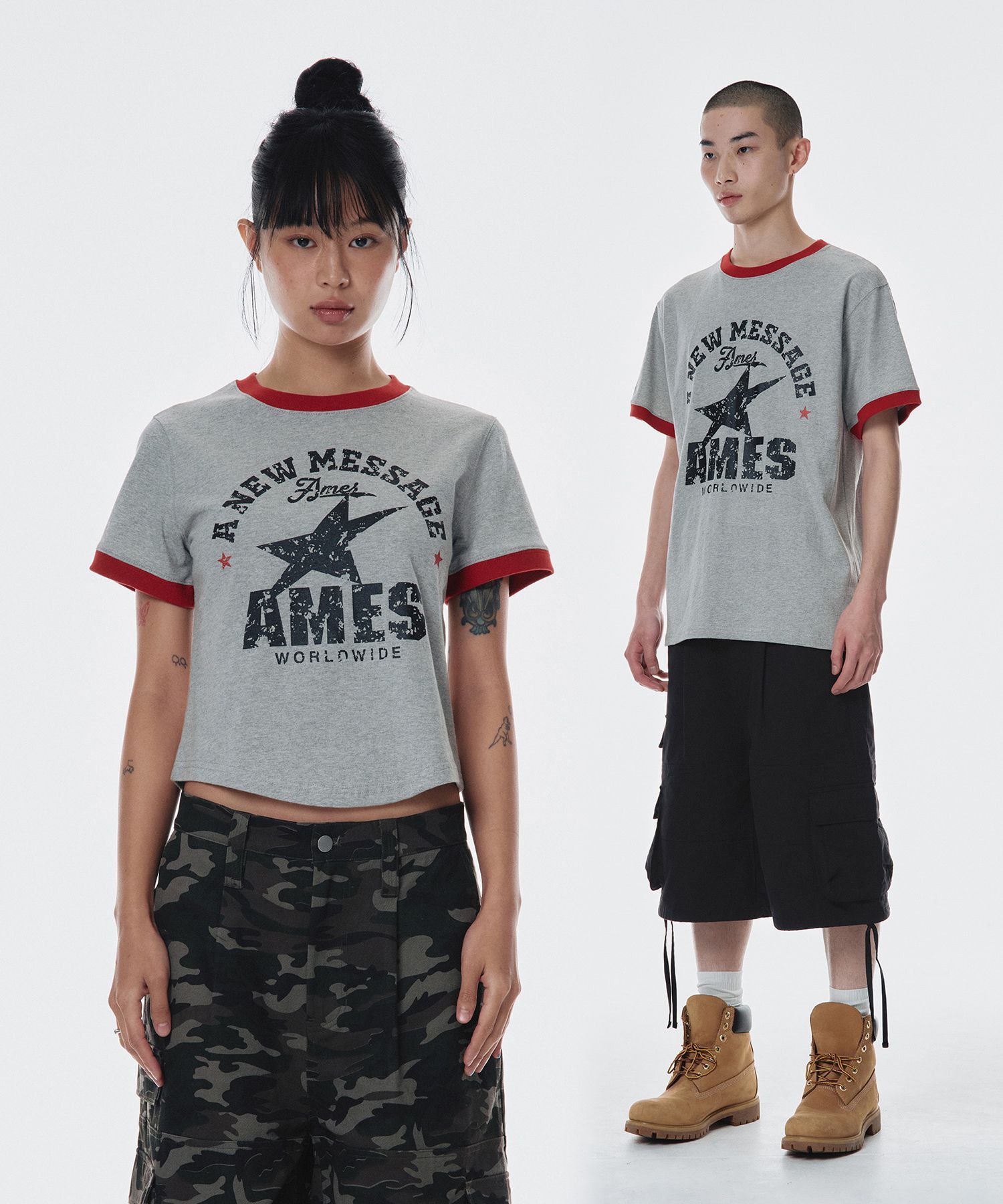 AMES-WORLDWIDE 復古星星短袖 T-Shirt AM2FMUT513AGR