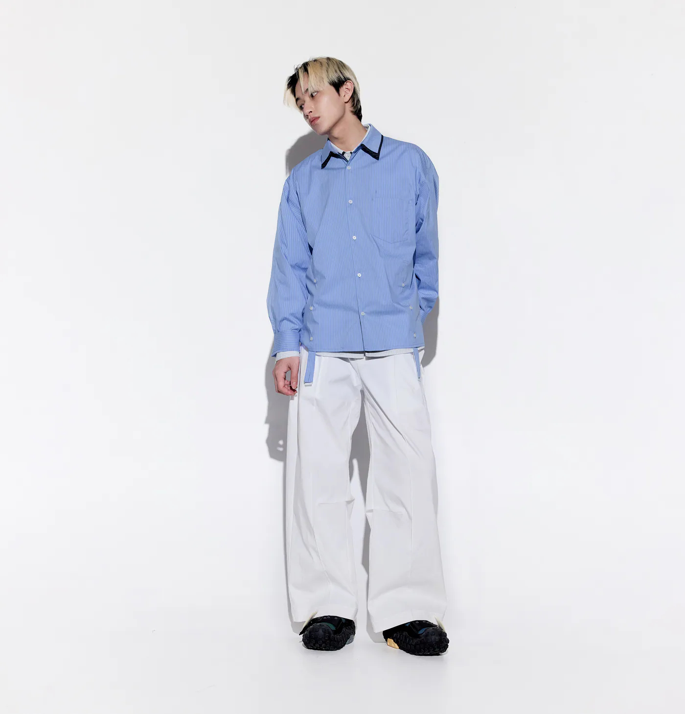 MELSIGN｜Dual Role Stripe Shirt (Blue)