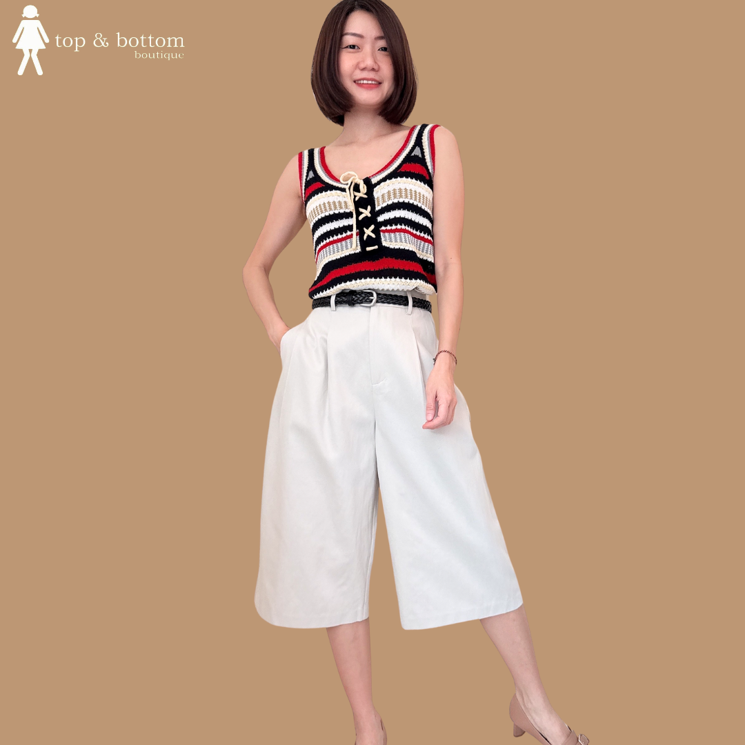 SLEEVELESS COLOUR STRIPED KNIT BLOUSE