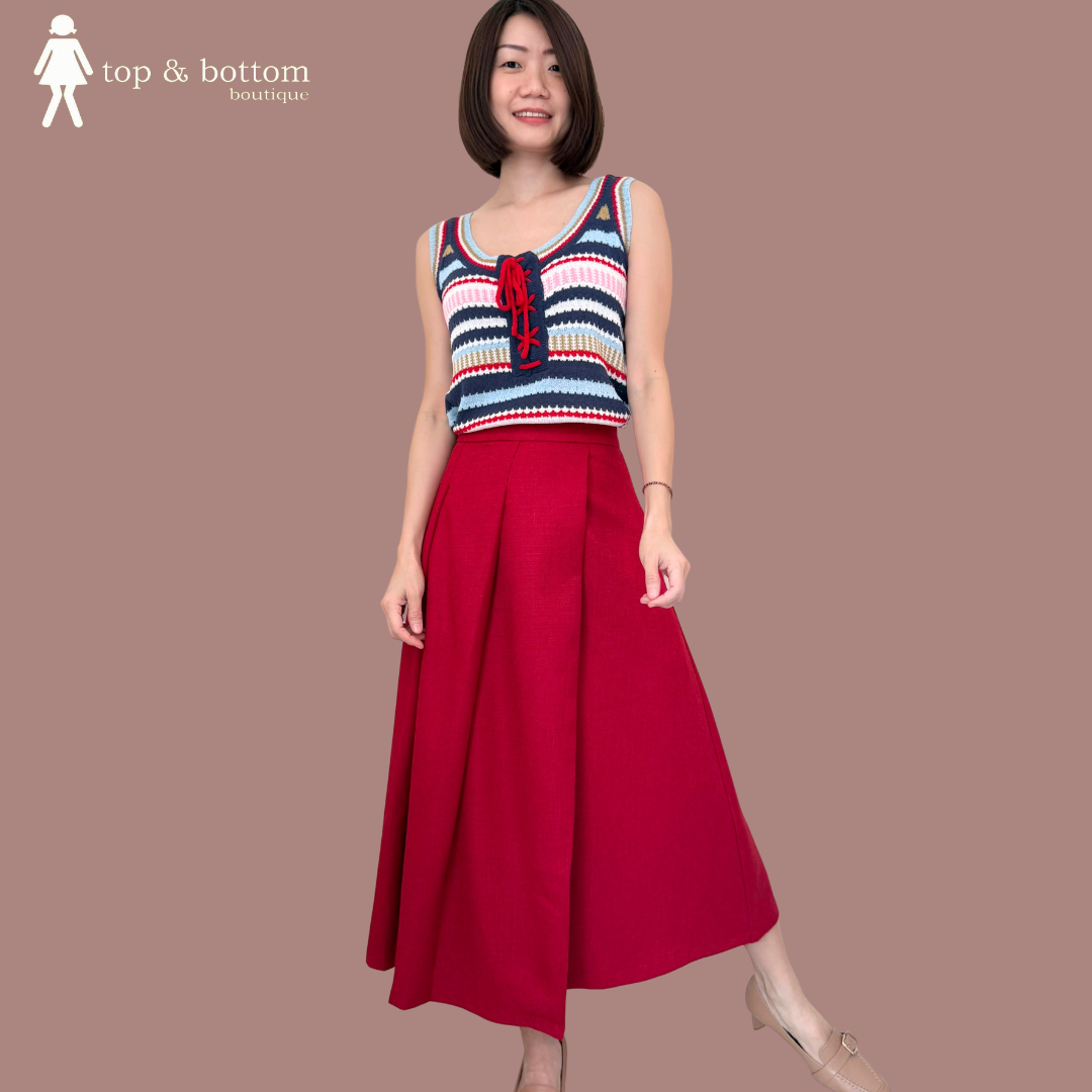 SLEEVELESS COLOUR STRIPED KNIT BLOUSE