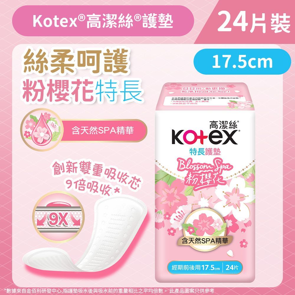 (關鍵字:AP1)Kotex Blossom Spa粉櫻花護墊 (特長)(17.5CMx24片)