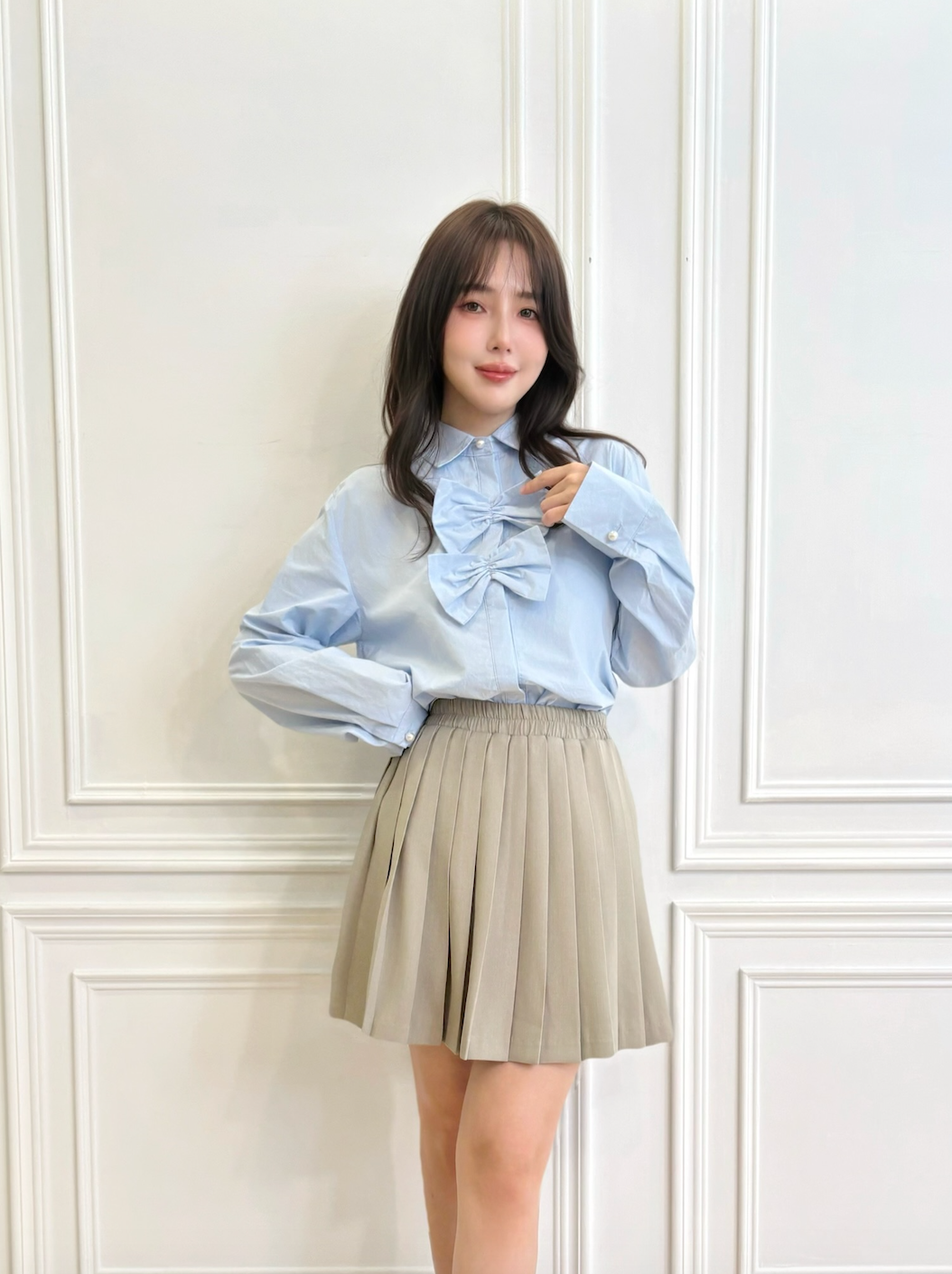 女團感!舒適鬆緊腰百摺褲裙