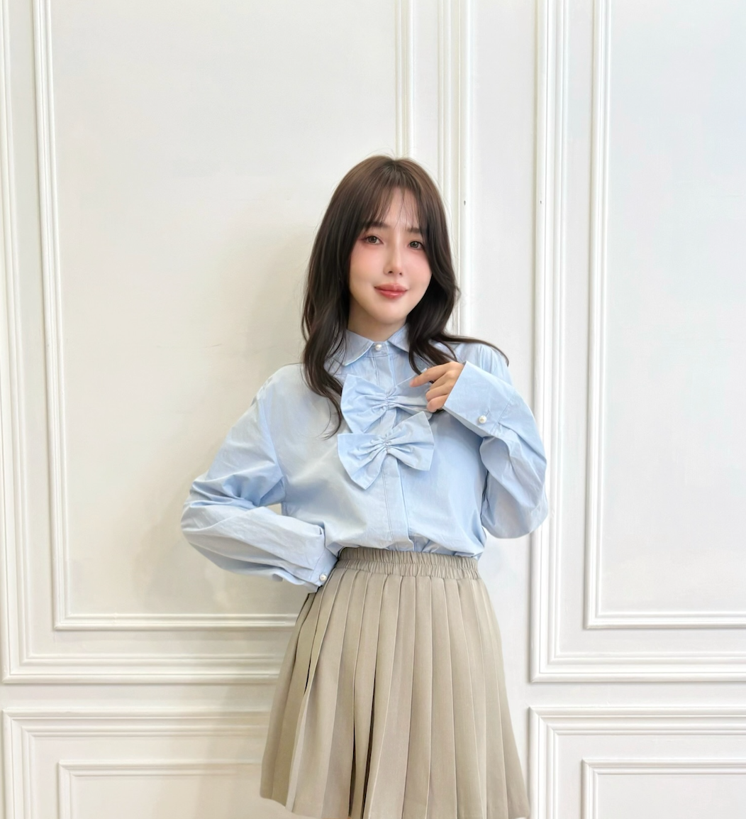 細緻雙蝴蝶結襯衫