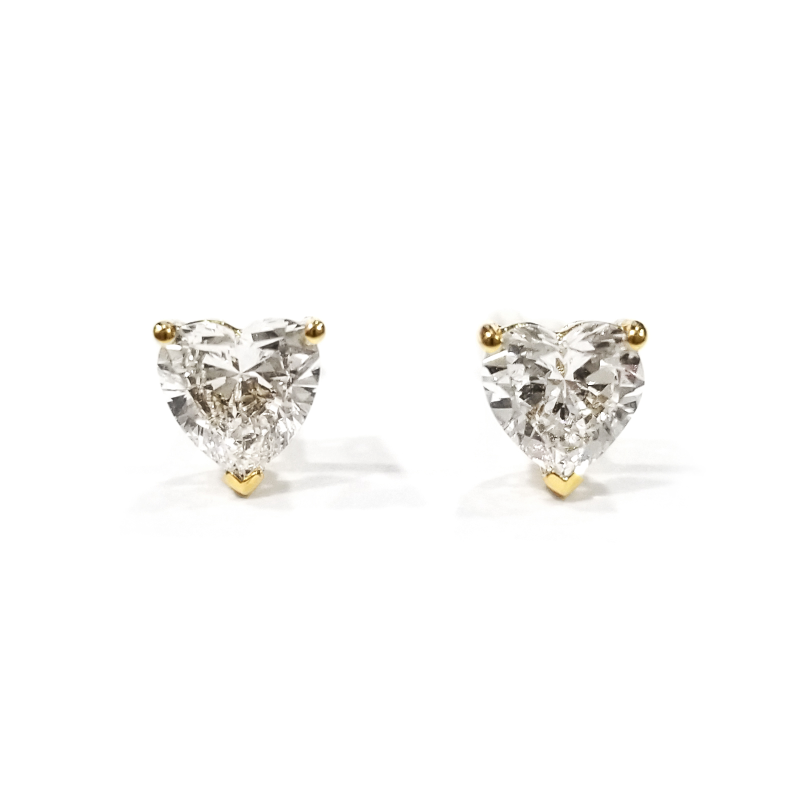 18K黃金 實驗室培育心形鑽石耳環
