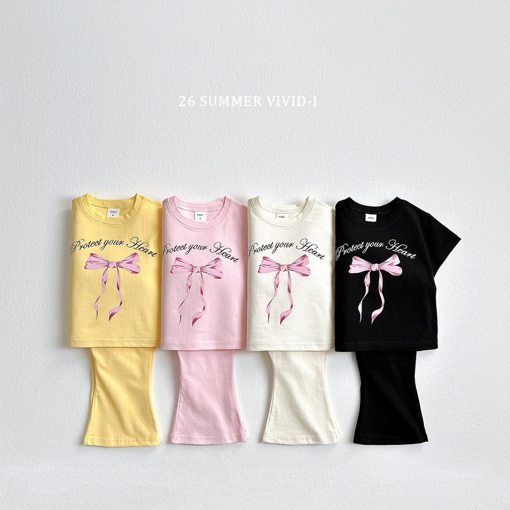正韓夏vividi 四色蝴蝶結喇叭褲套裝