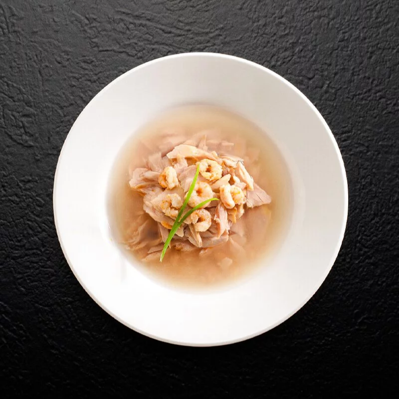 Cherie 法麗 - 微湯汁肉絲罐系列 - 天然黃鰭吞拿魚佐正鰹、鮮蝦 (鮮紅) 80g