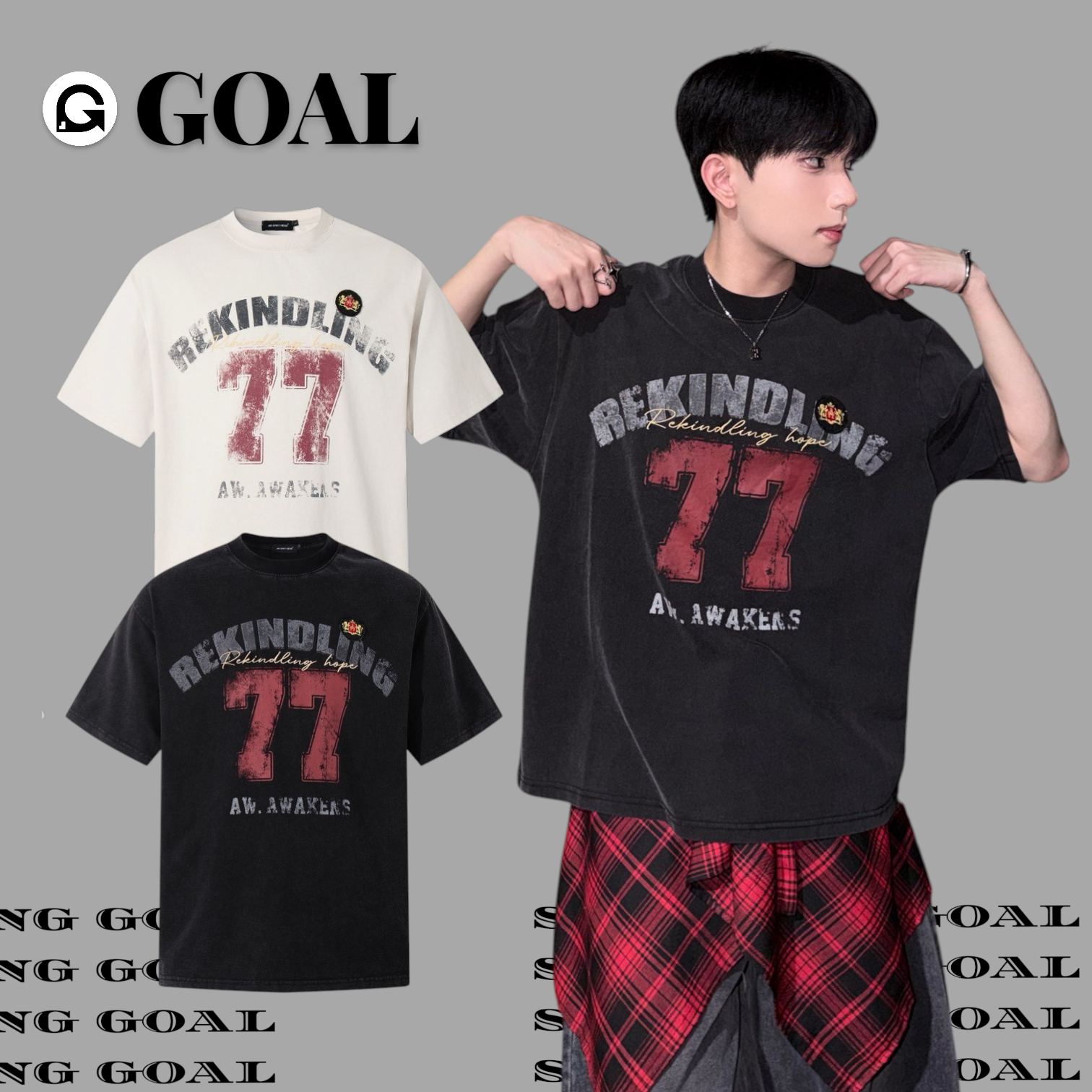 (GOAL) 復古街頭重磅短T aw 3352